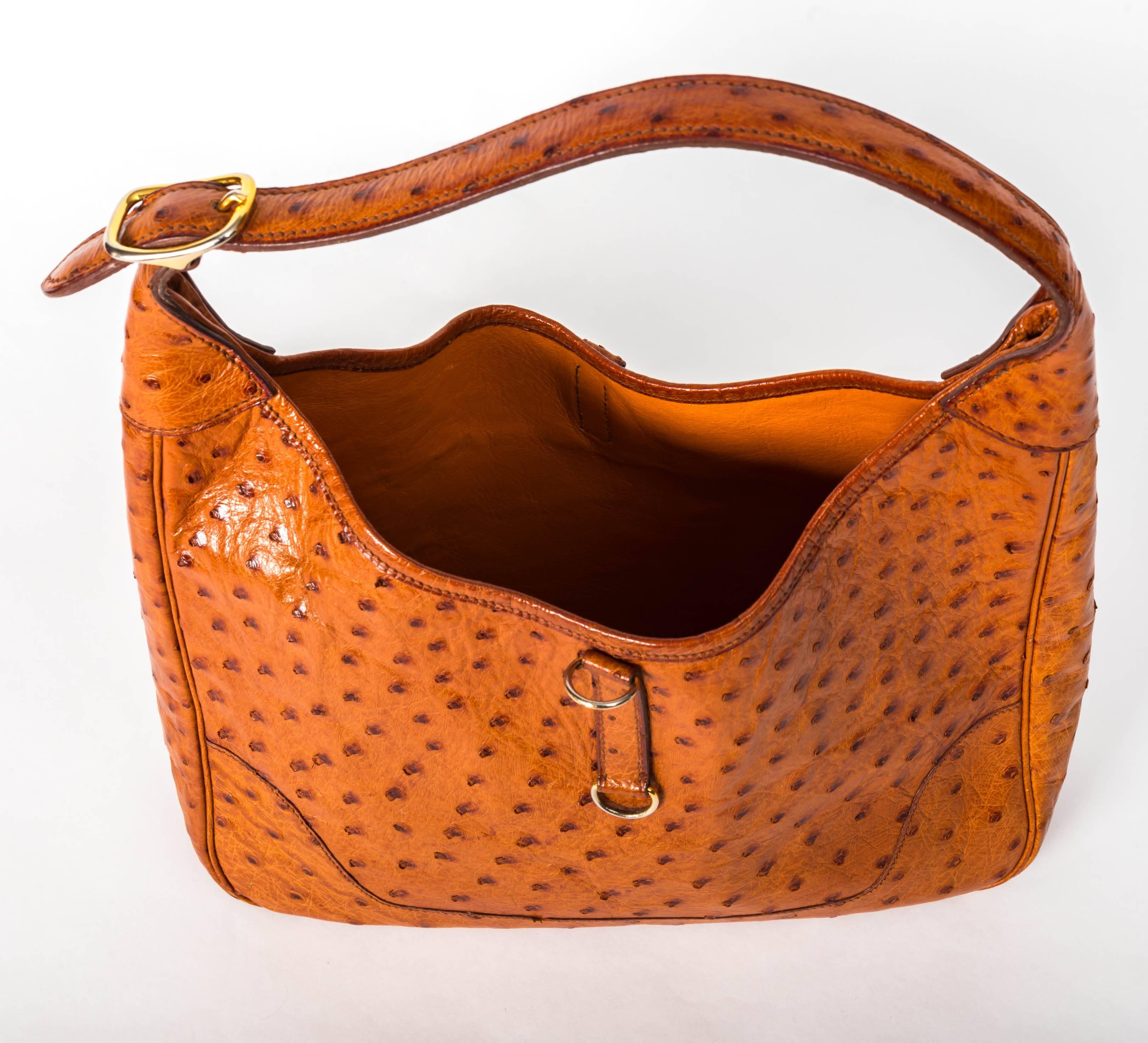 Hermes Tan Ostrich Trim Bag with Gold Hardware 4