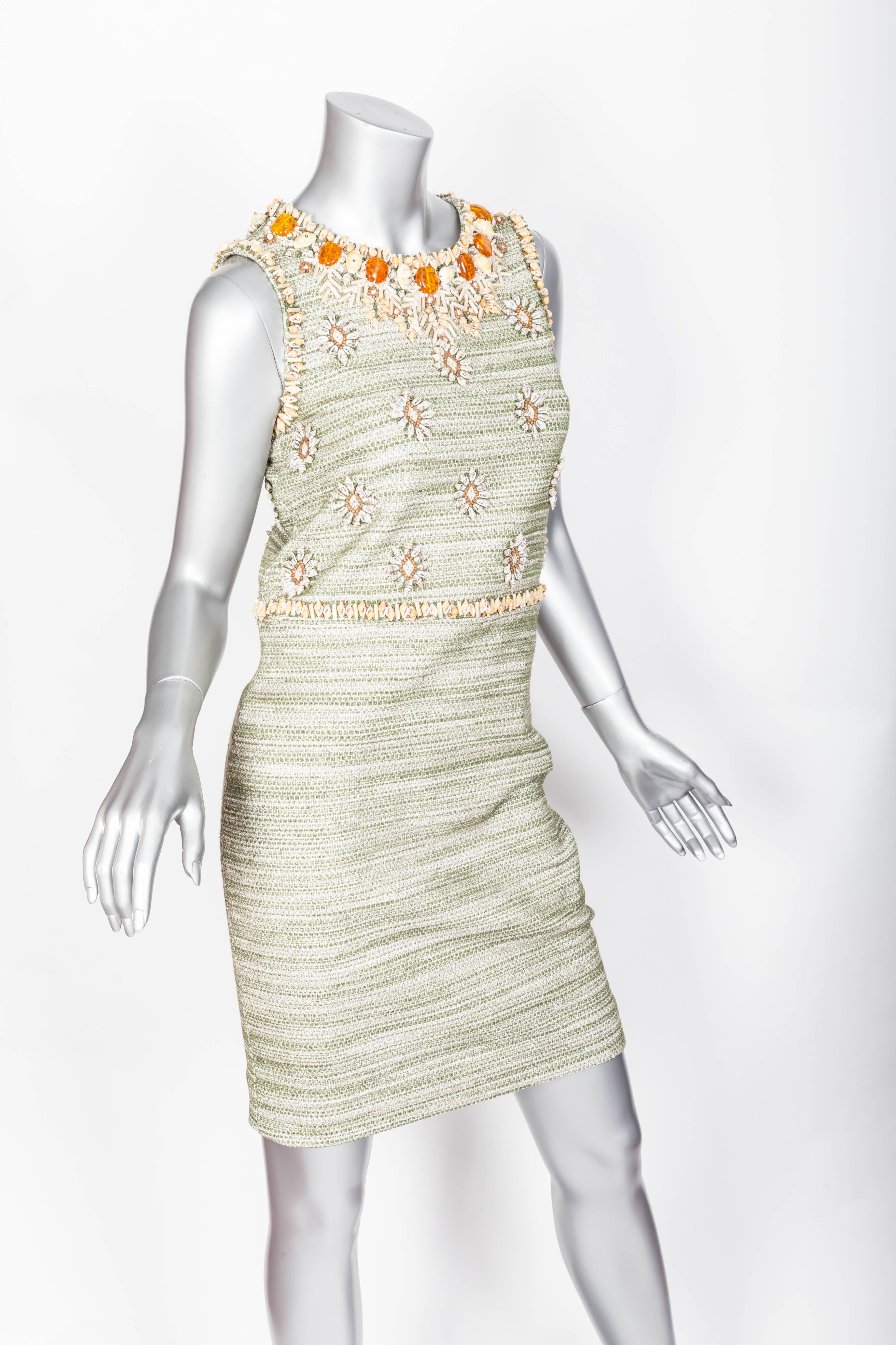Women's Oscar de la Renta Embellished Small Shift Dress 