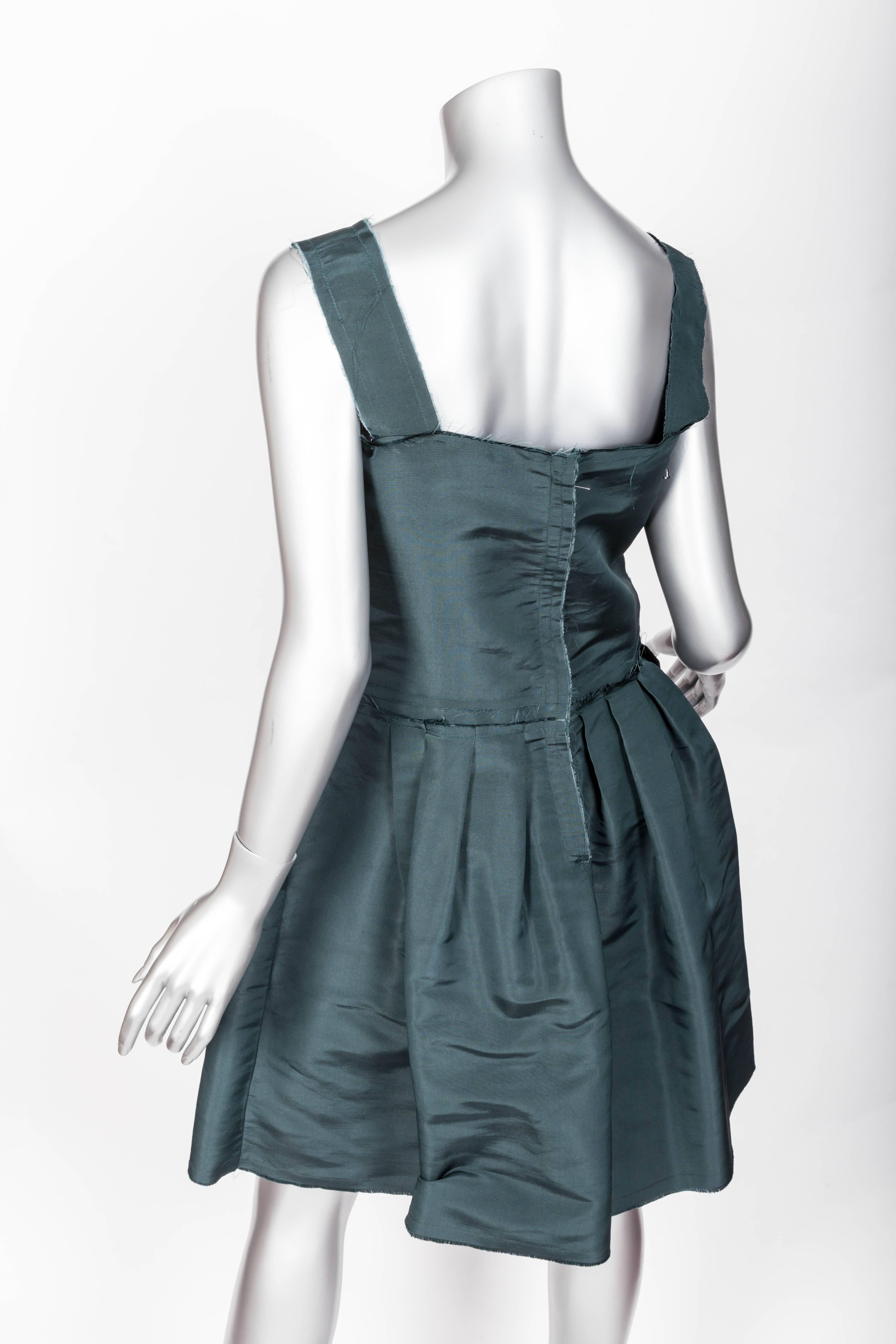 Lanvin Green Silk Taffeta Dress - Size 40 In Excellent Condition In Westhampton Beach, NY