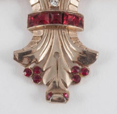 'Fleur de Lys' rose gilt and paste brooch or pendant , Coro, USA, 1940s