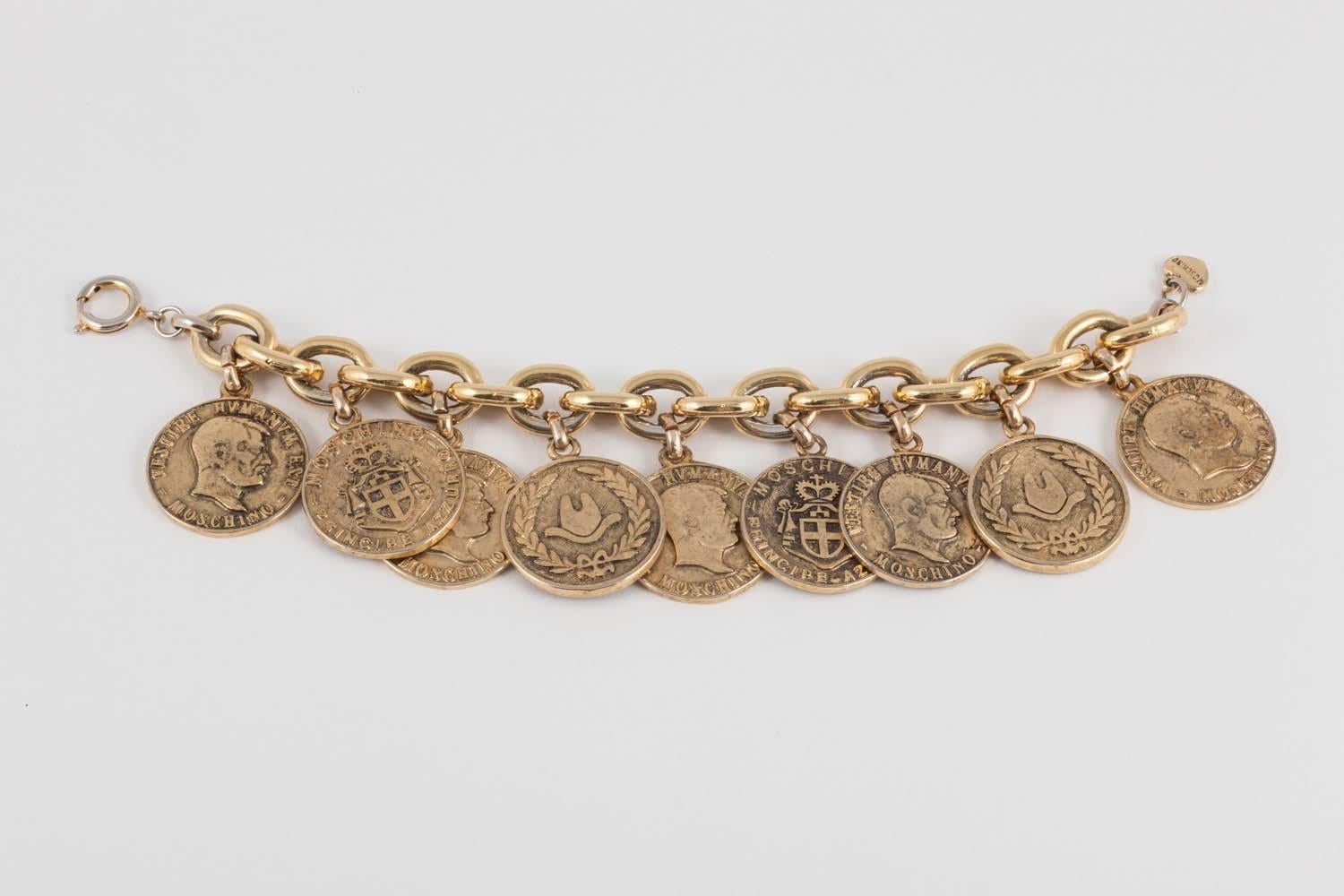  Early 'Cheap and Chic' antiqued gilt coins charm bracelet, Moschino, 1990s  2