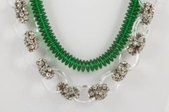 Emerald green glass and paste necklace, French 1920s