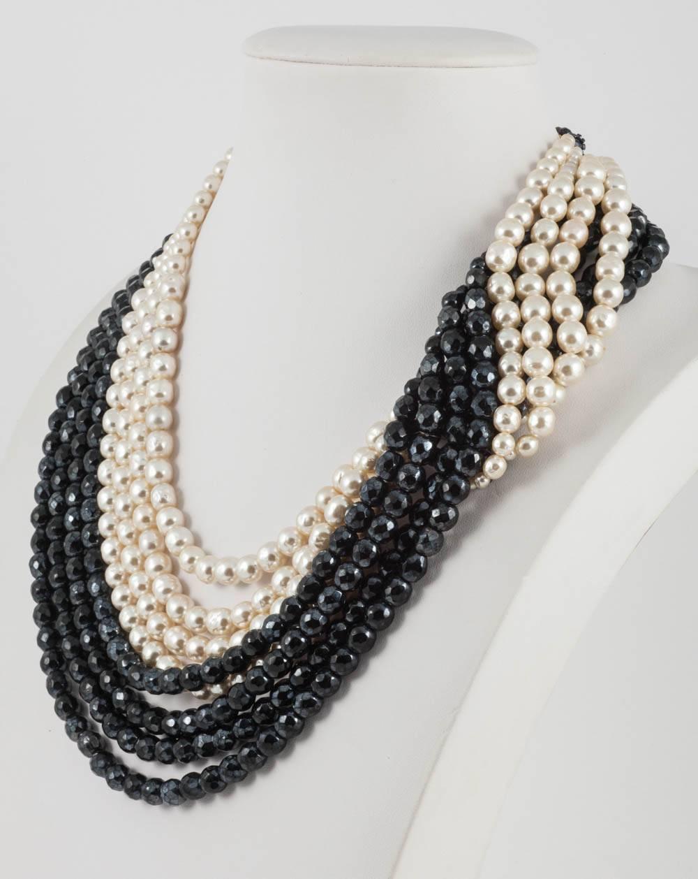 Women's  Black bead and faux cream baroque pearl 'twist' necklace, Coppola e Toppo, 1960s