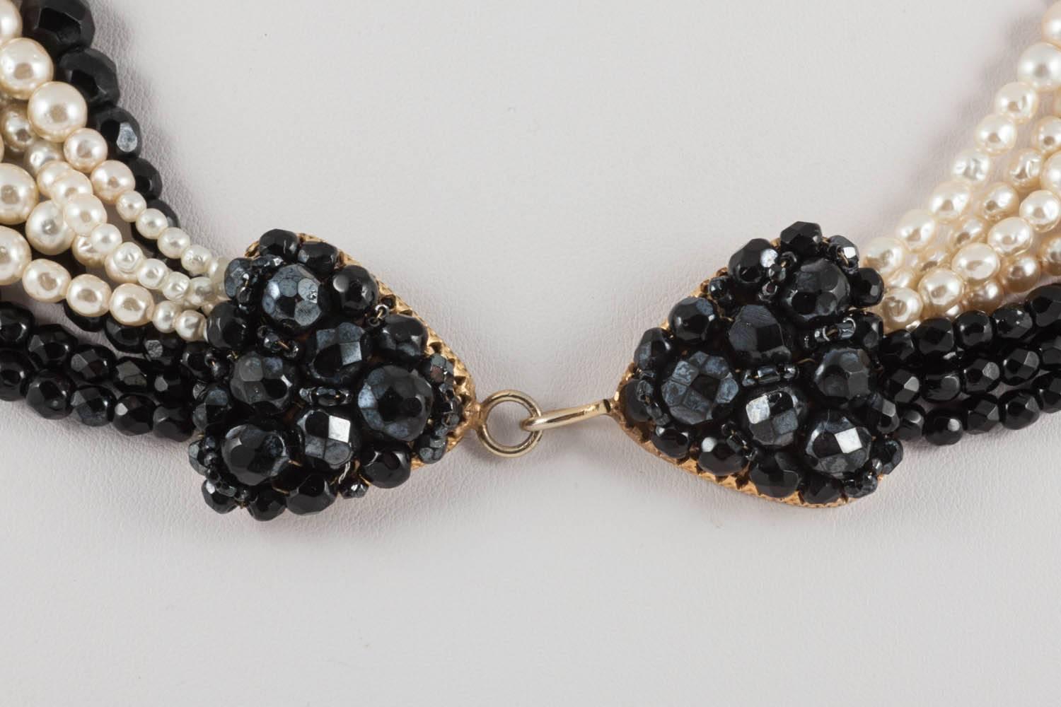  Black bead and faux cream baroque pearl 'twist' necklace, Coppola e Toppo, 1960s 1