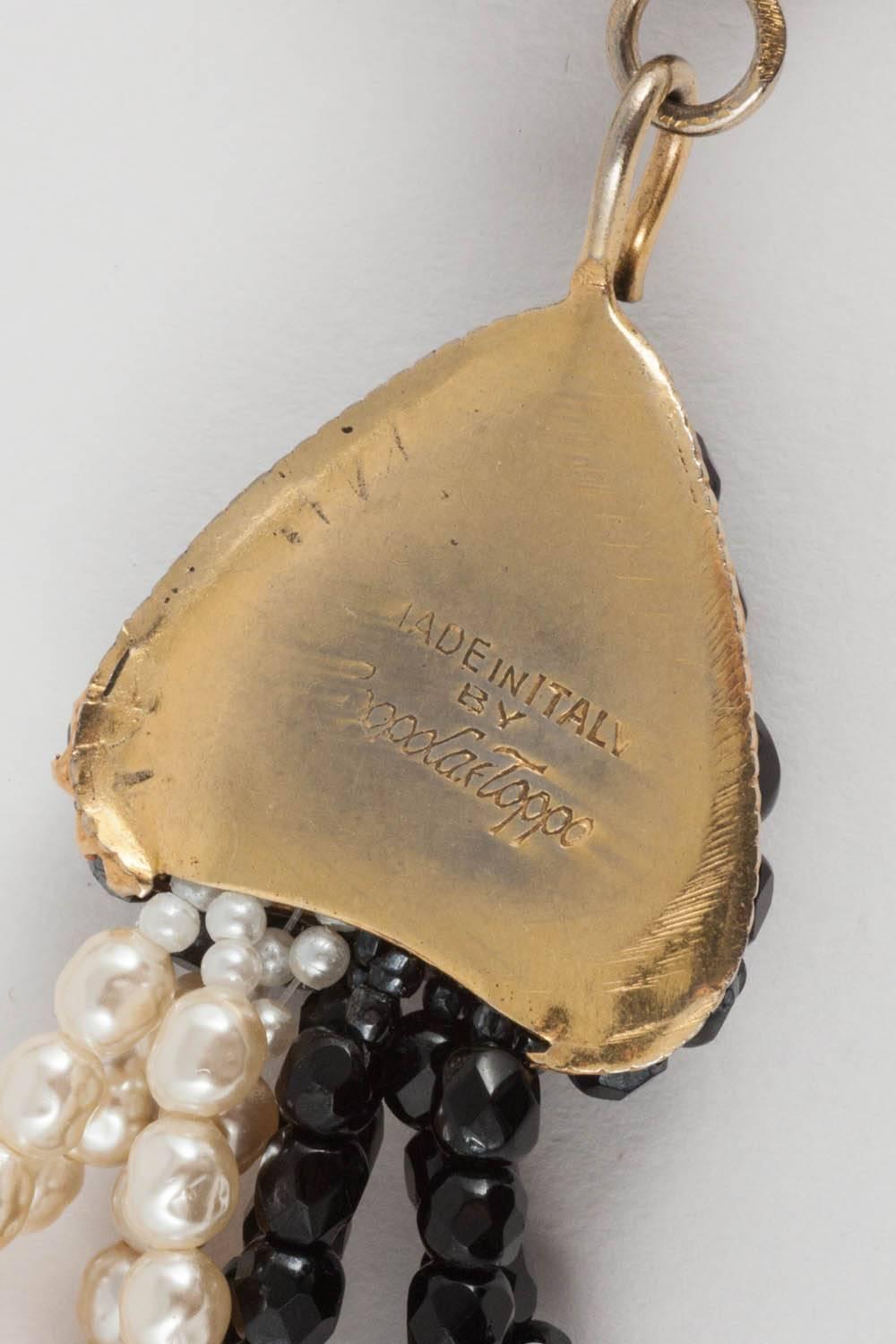  Black bead and faux cream baroque pearl 'twist' necklace, Coppola e Toppo, 1960s 3