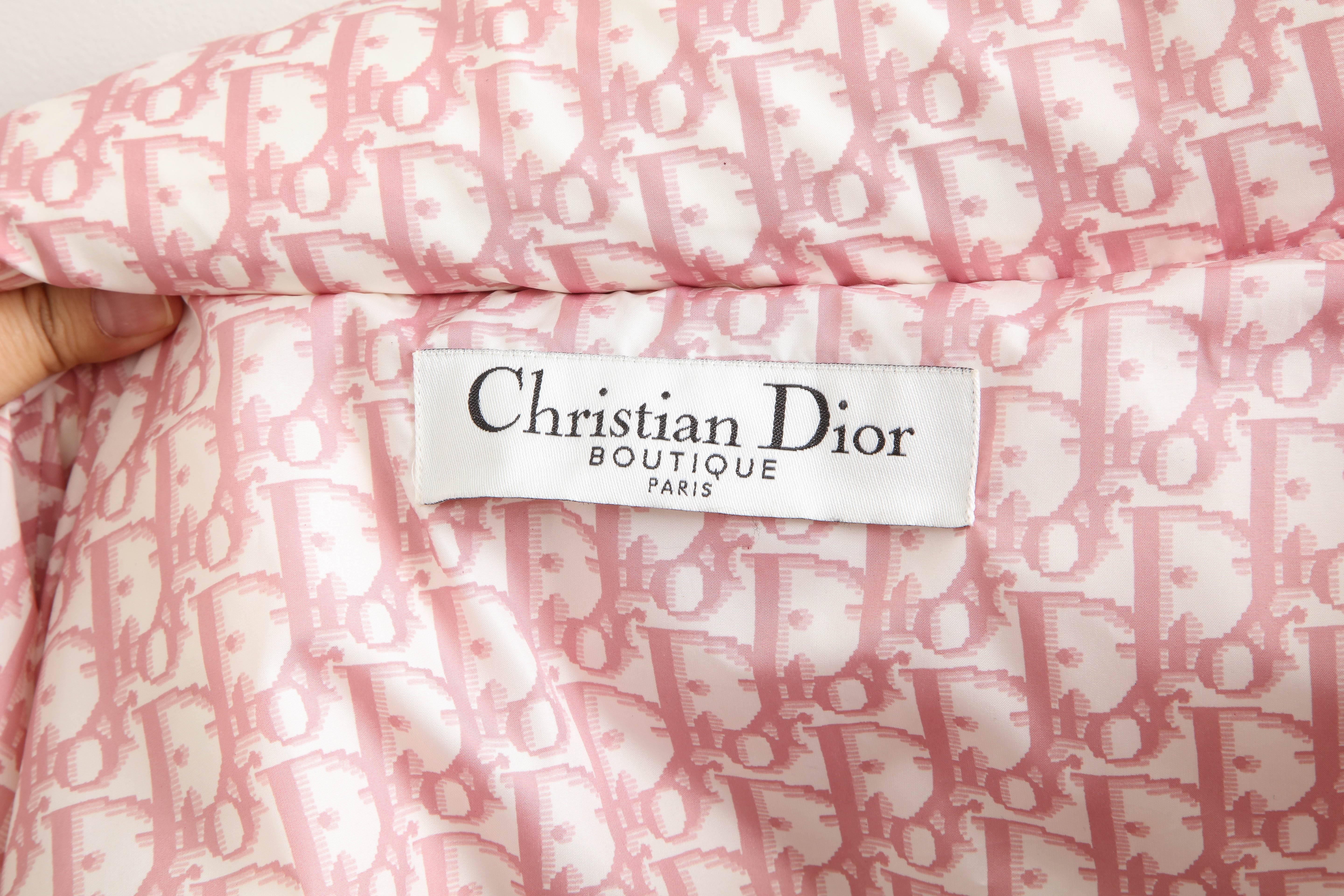 Women's John Galliano for Christian Dior Pink Trotter Logo Puffy Jacket