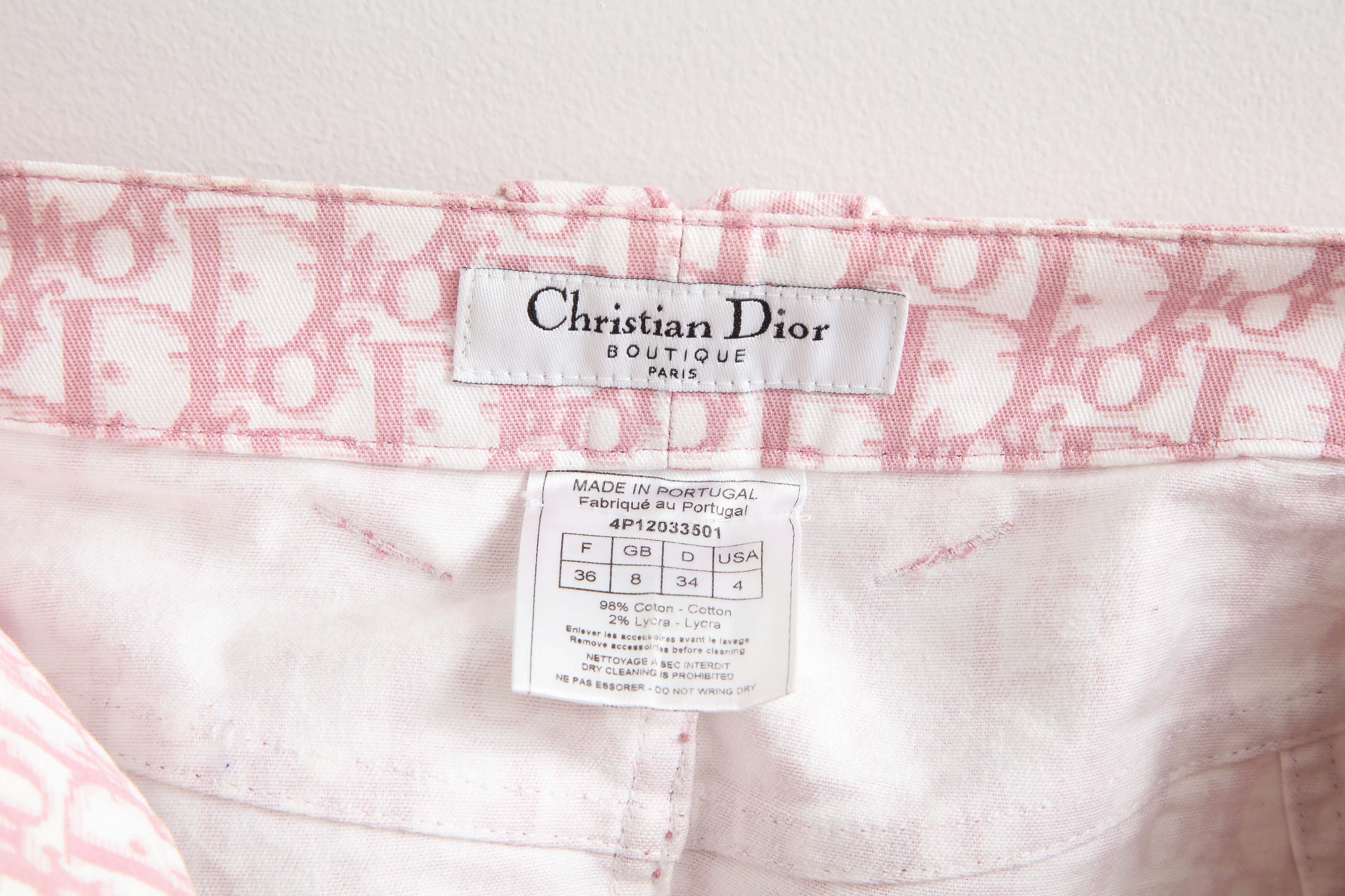 John Galliano for Christian Dior Pink Trotter Logo Pencil Skirt For Sale 2