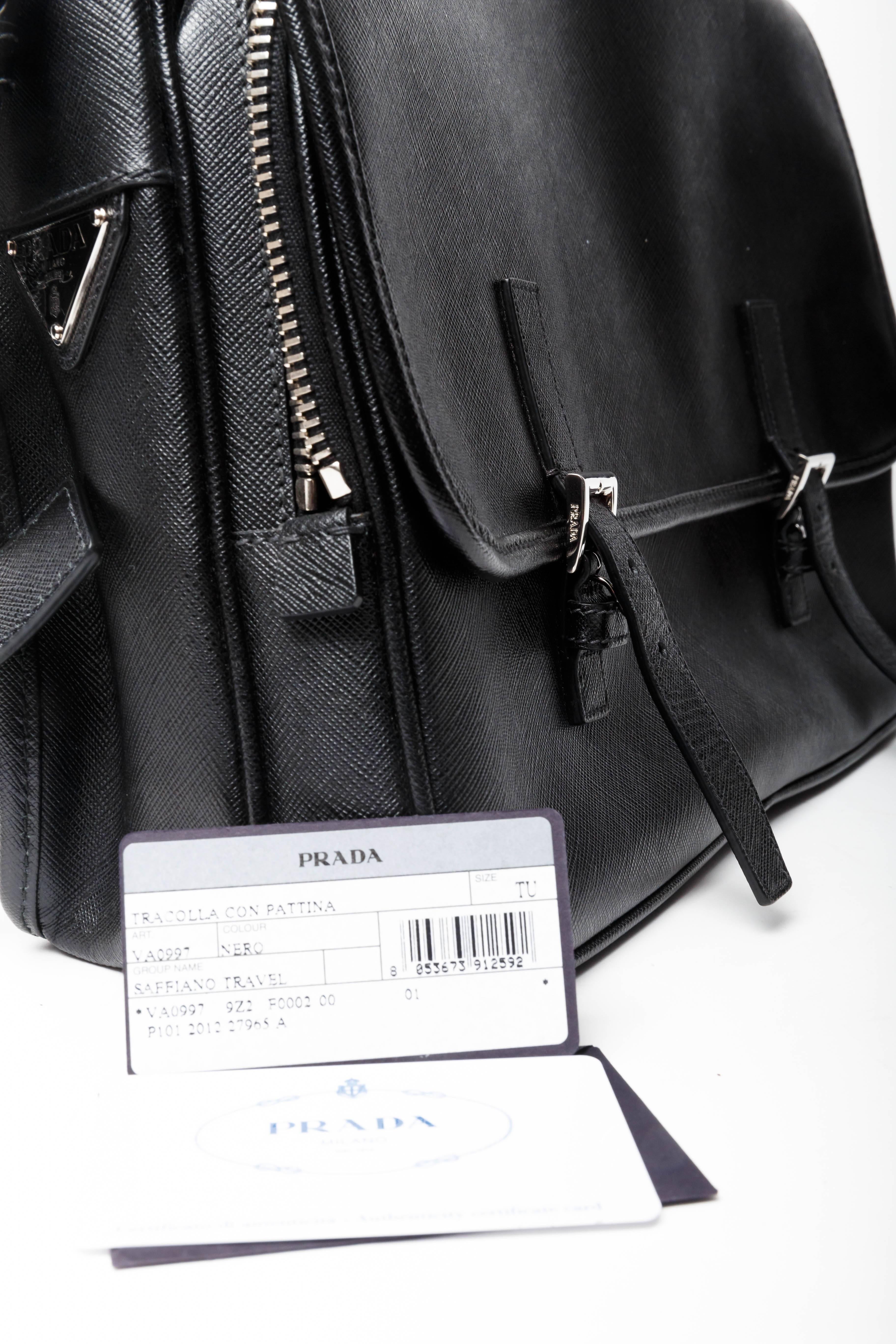 Women's or Men's Prada Saffiano Mens Crossbody Leather Messenger Bag with Silver Hardware 