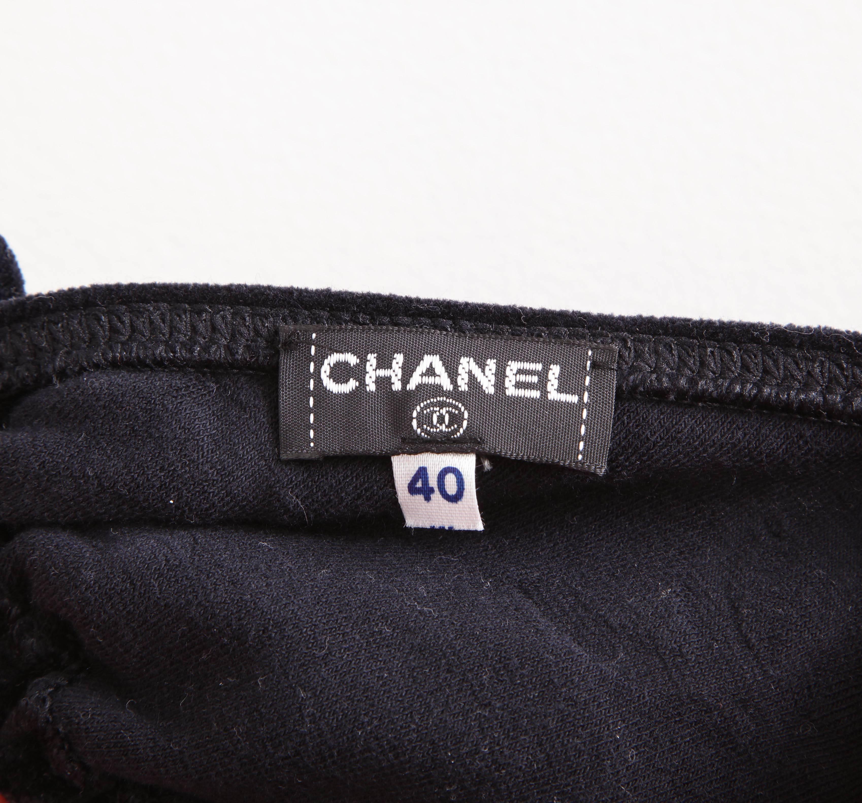 Women's Vintage Chanel Black Swimsuit Velour Bikini with Logos 