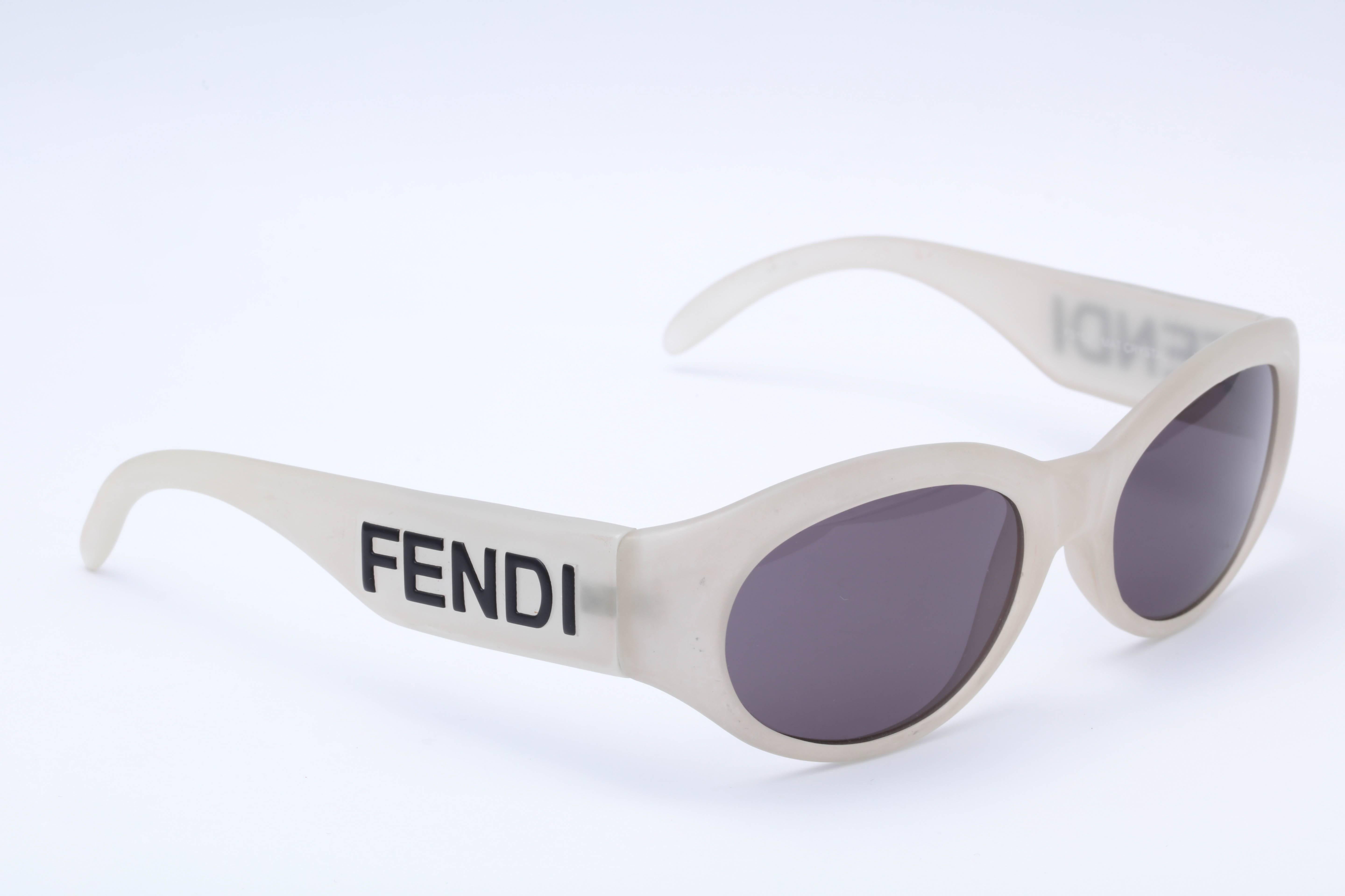 Gray Vintage Fendi Logo Sunglasses For Sale