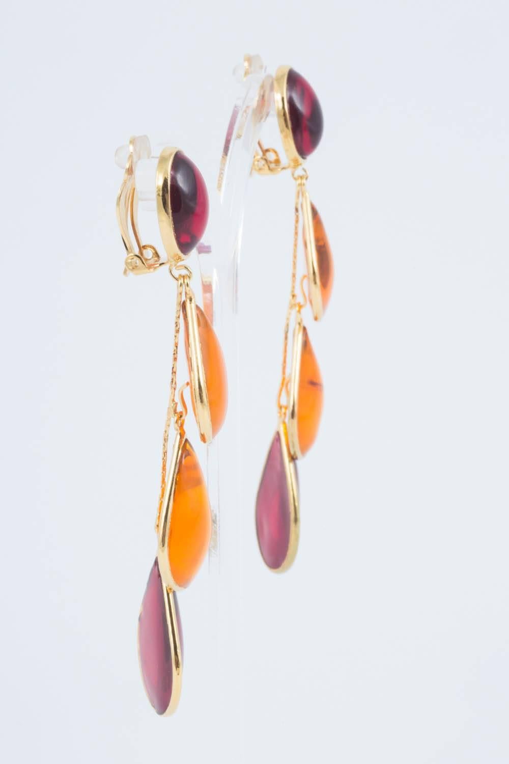 WW Collection orange and red poured glass drop earrings, 2017 In New Condition In Greyabbey, County Down