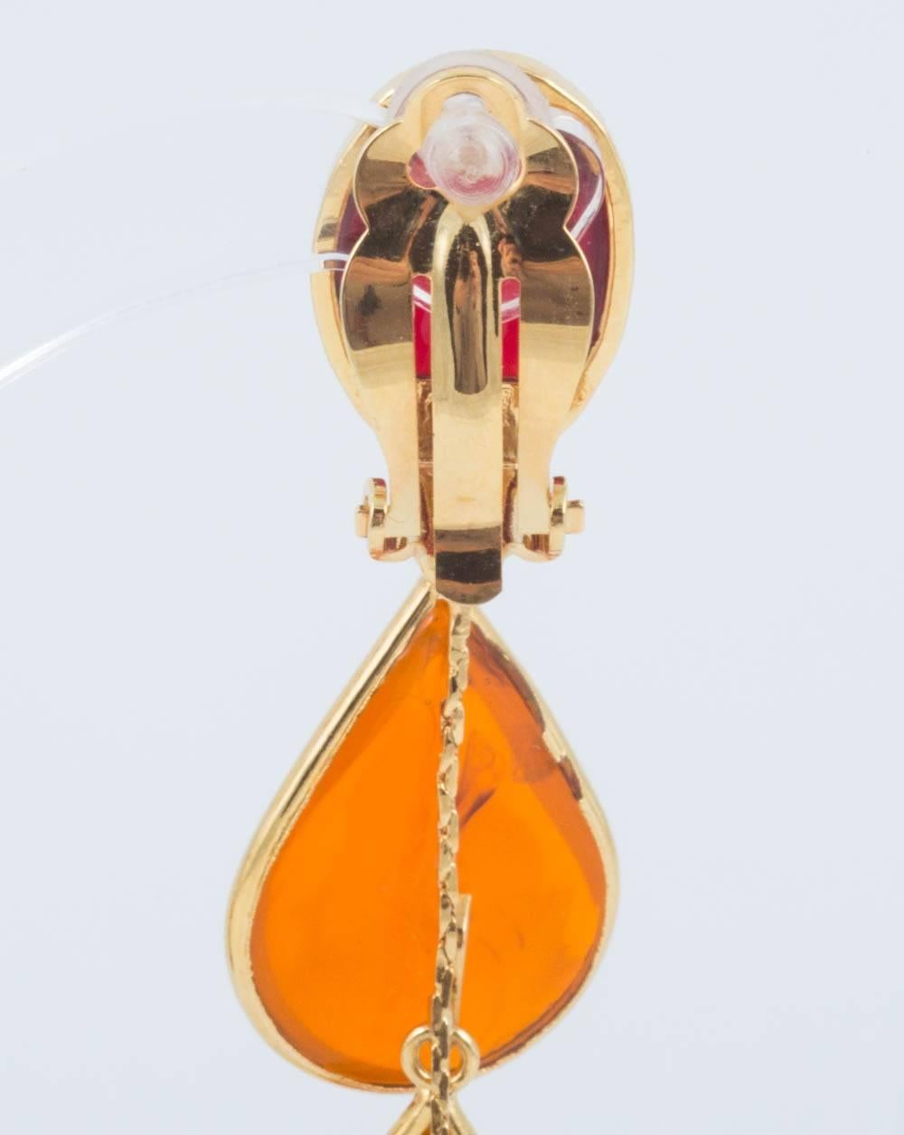 WW Collection orange and red poured glass drop earrings, 2017 1