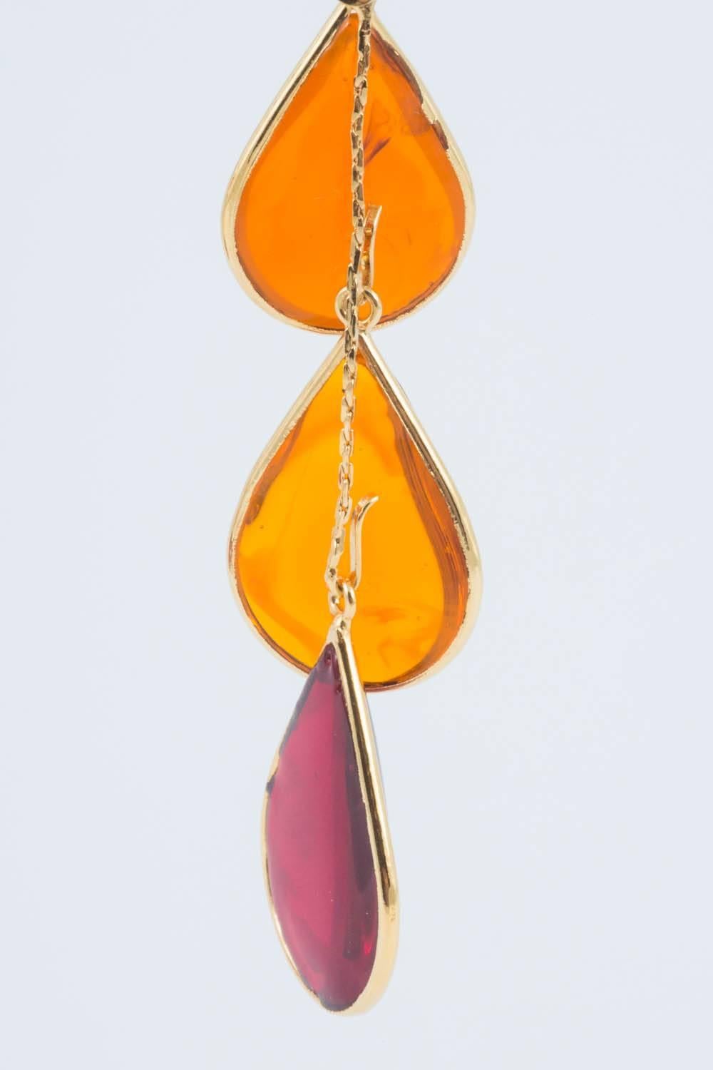 WW Collection orange and red poured glass drop earrings, 2017 3