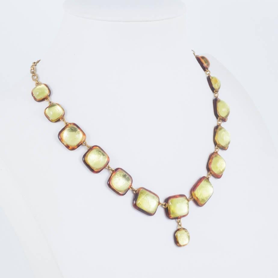Women's Luminous citrine resin necklace, France, 1960s