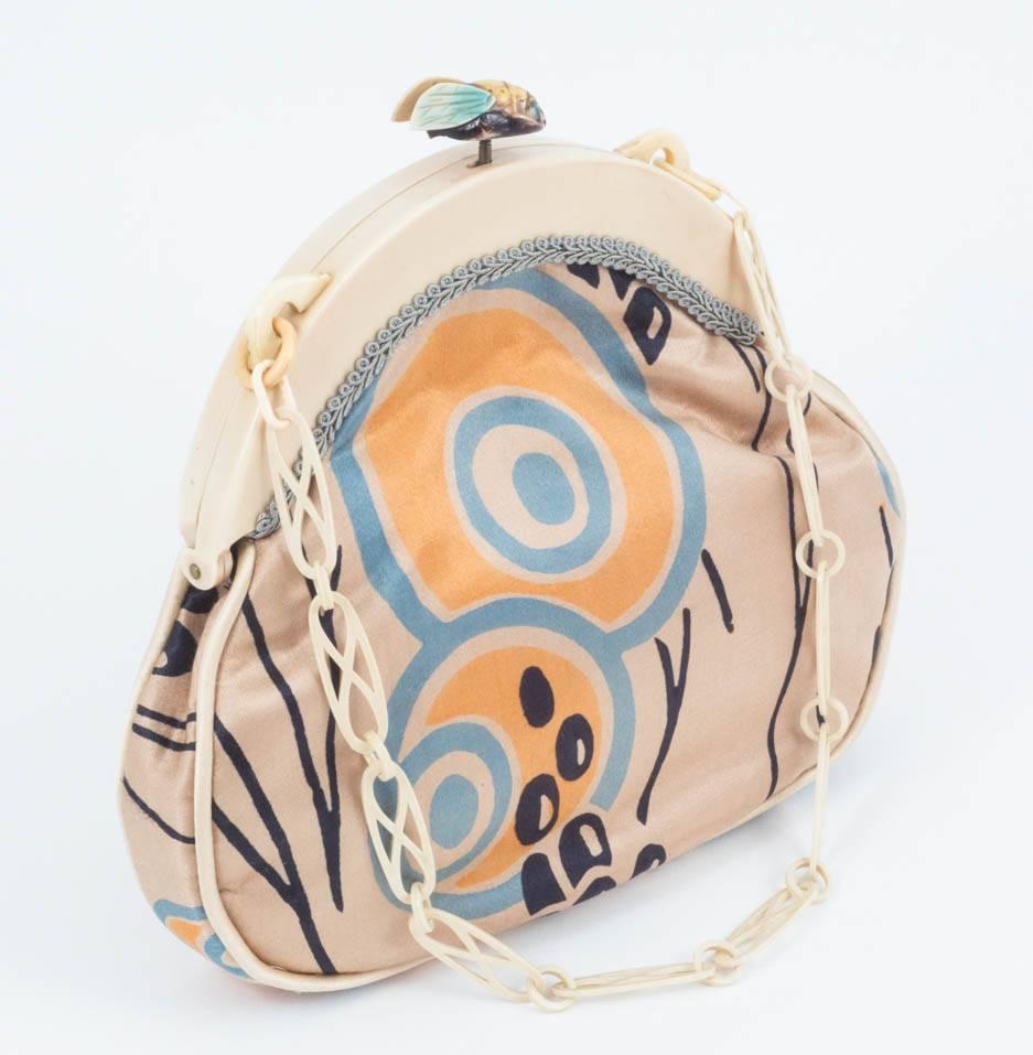 Art Deco silk handbag with celluloid 