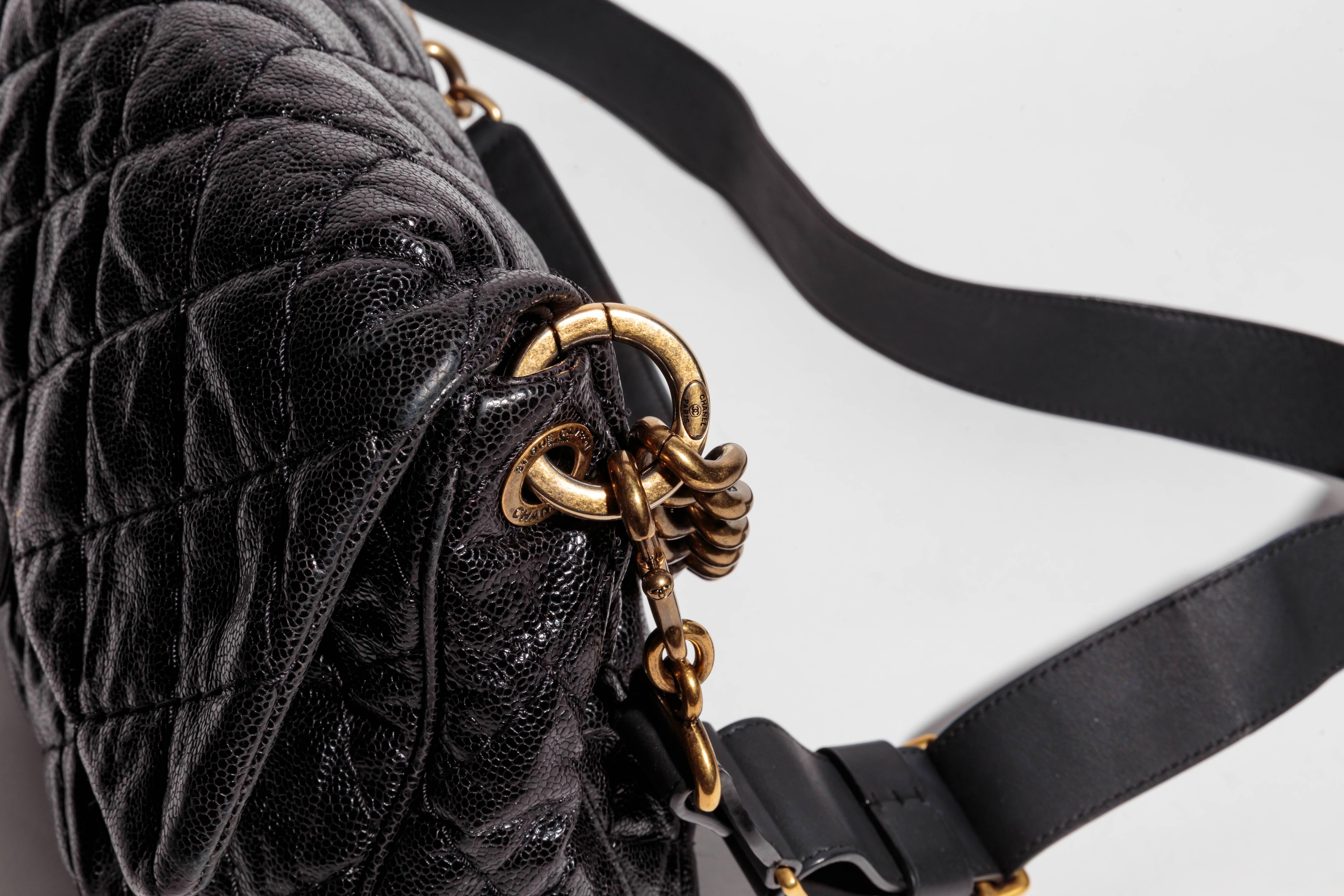 Black Chanel Coco Pleats Top Handle Bag with Detachable Shoulder Strap 