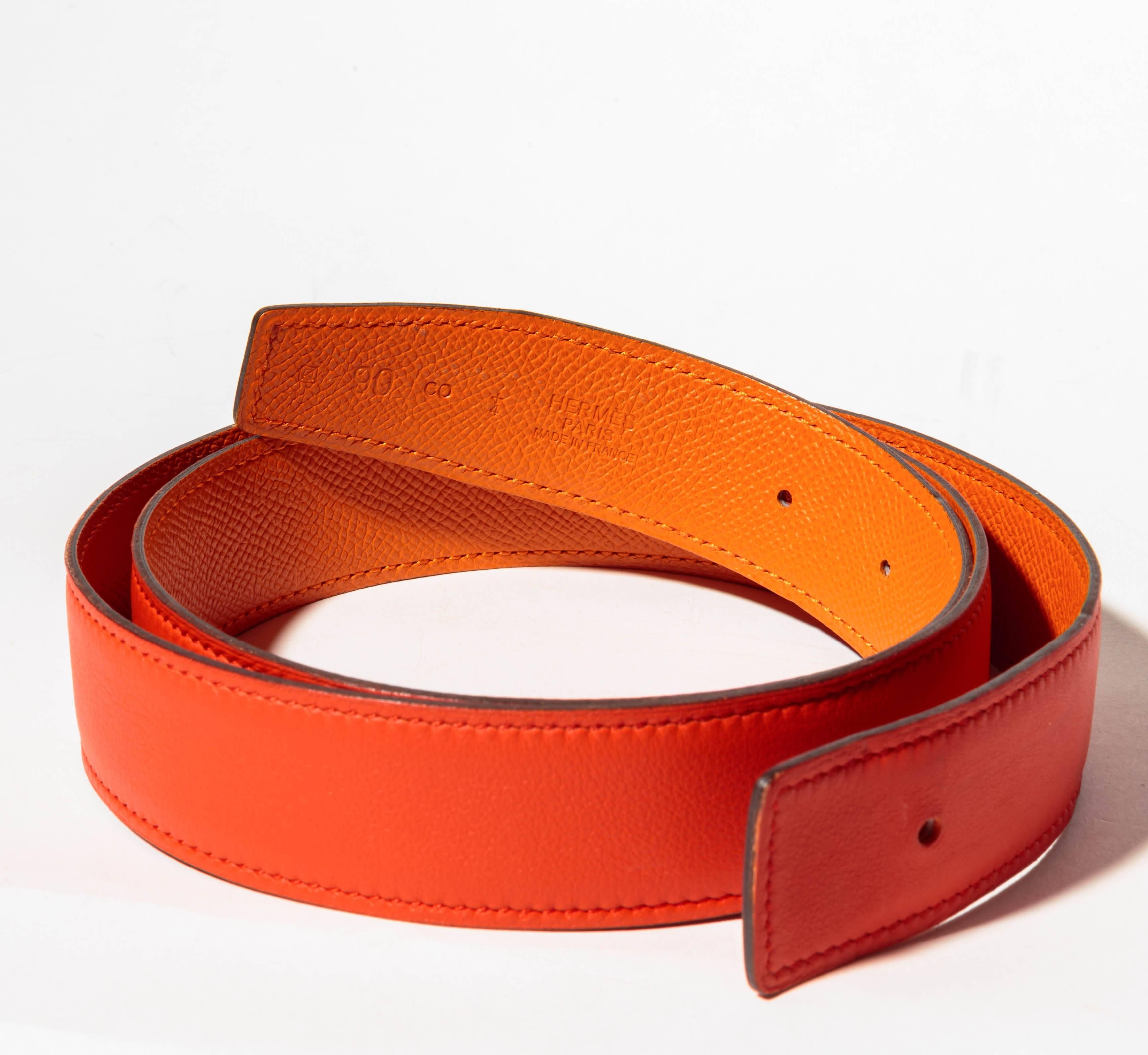 Hermes Replacement Belt in Orange Leather - 90 Cm 1