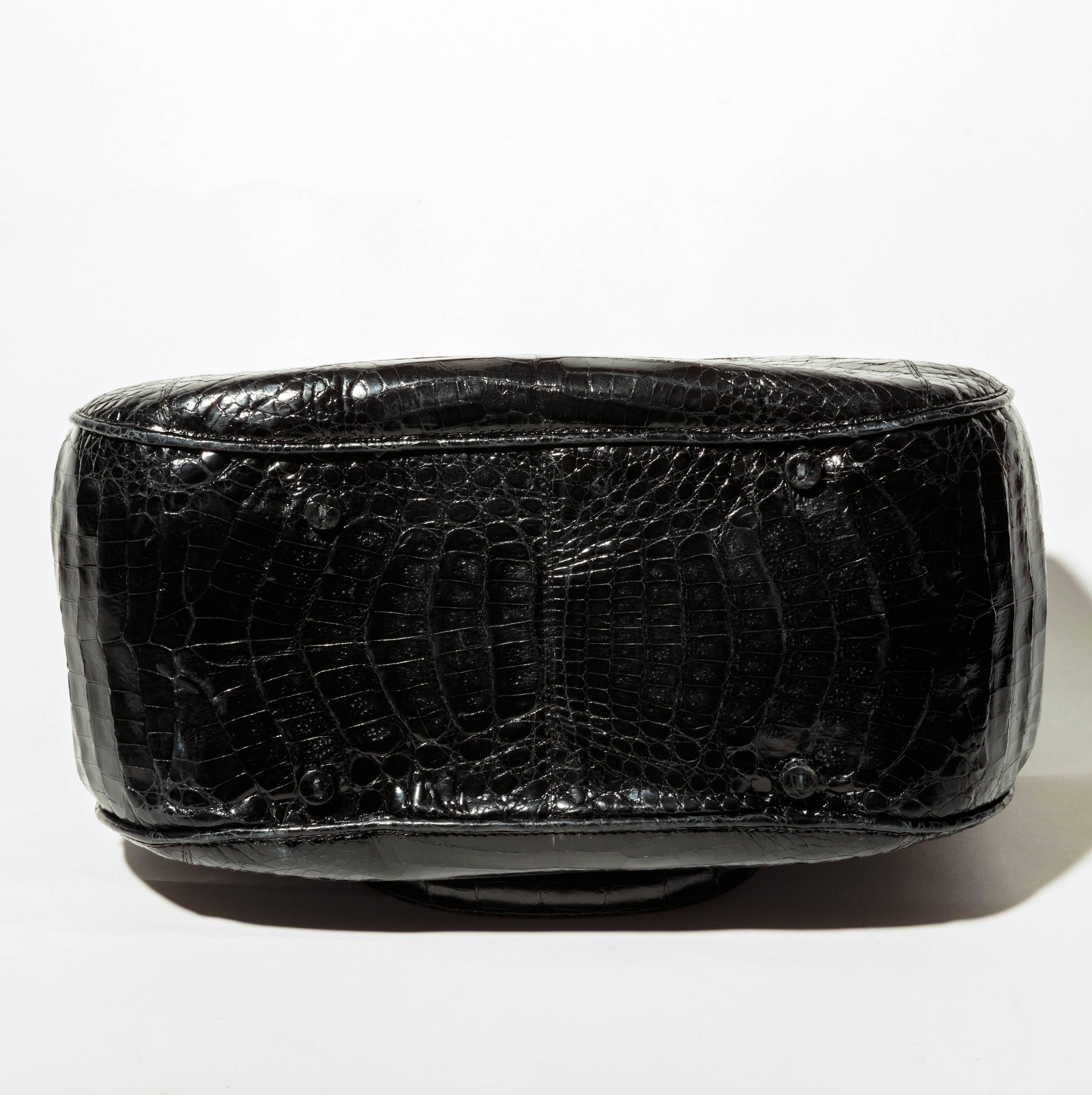 Nancy Gonzalez Black Crocodile Top Handle Bag 2