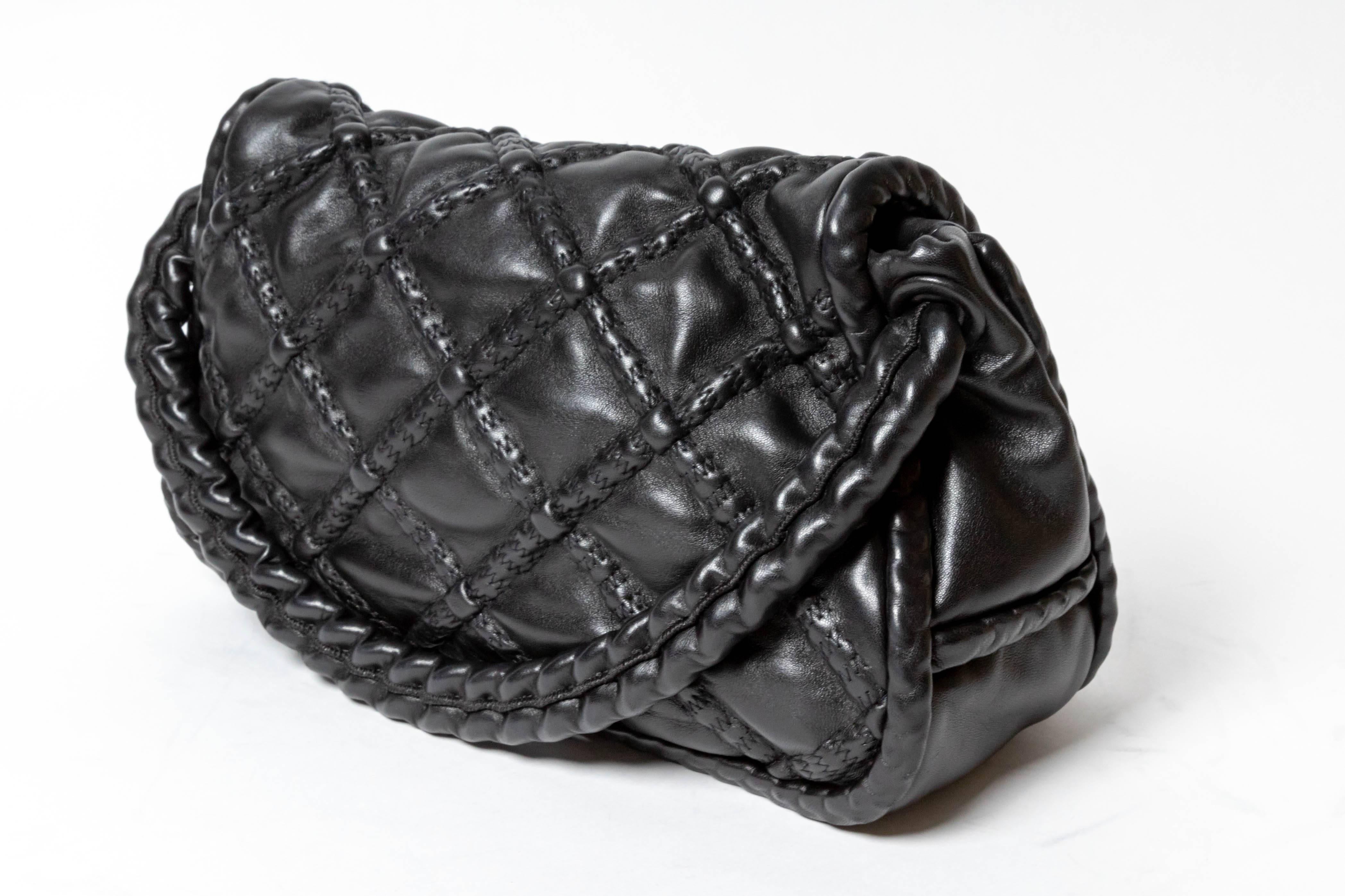 Women's Chanel Covered Chain Lambskin Shoulder Bag in Black with Rhodium Hardware