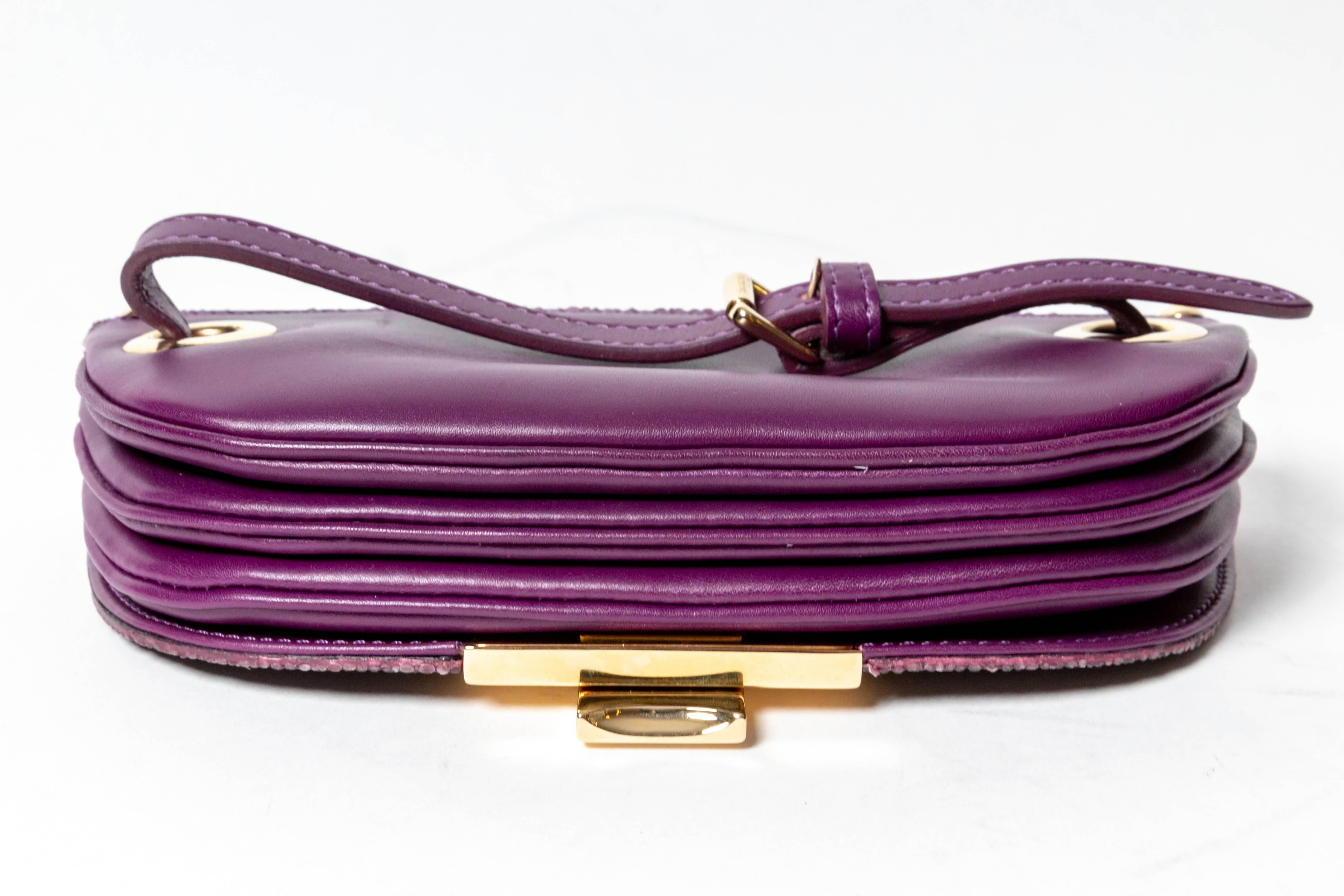 Jimmy Choo Shagreeen / Stingray Purple Clutch / Wristlet For Sale 2