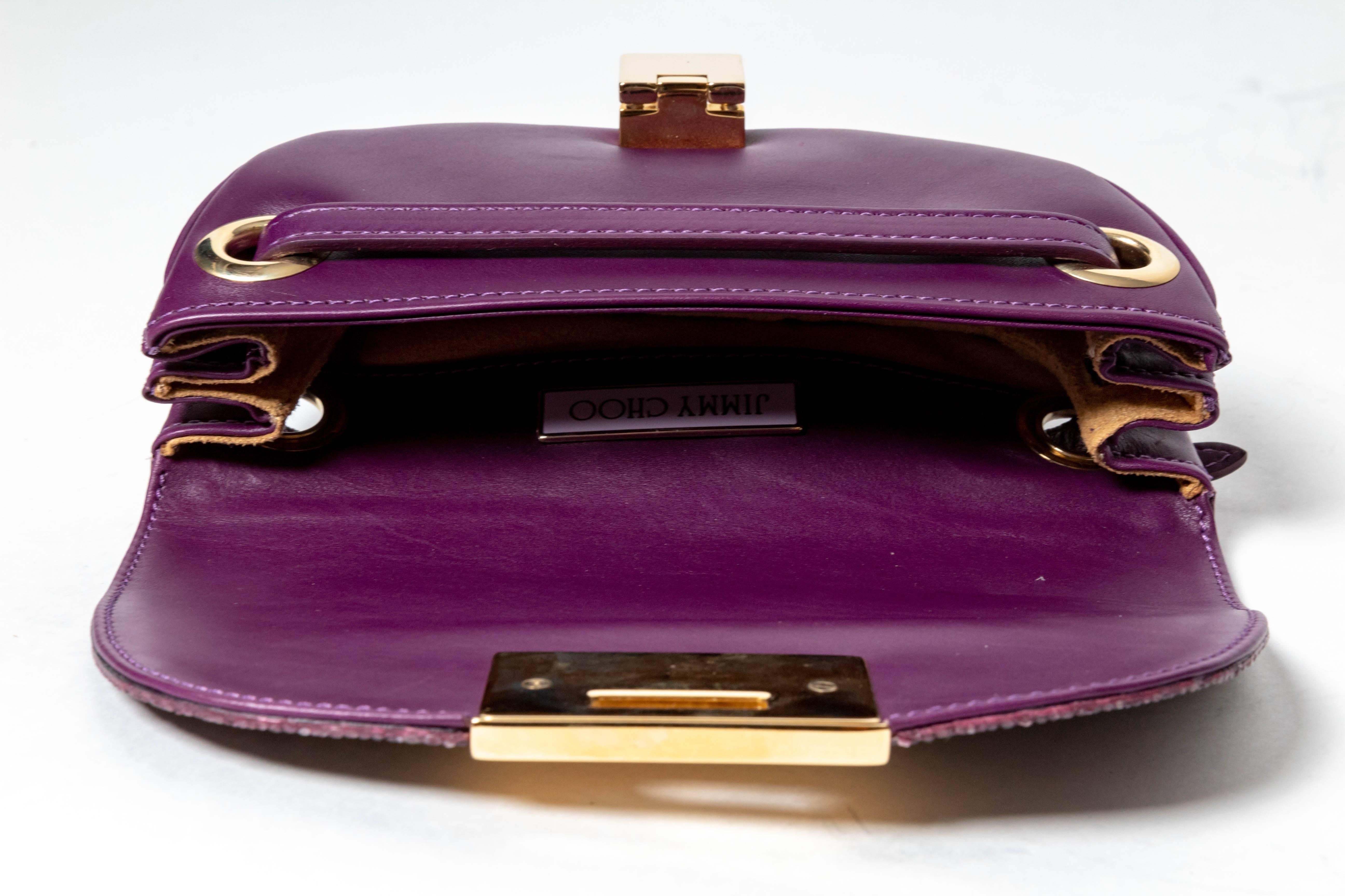 Jimmy Choo Shagreeen / Stingray Purple Clutch / Wristlet For Sale 5