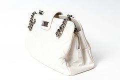 Chanel Reissue Shoulder Bag Tote in White Quilted Leather with Silver HW