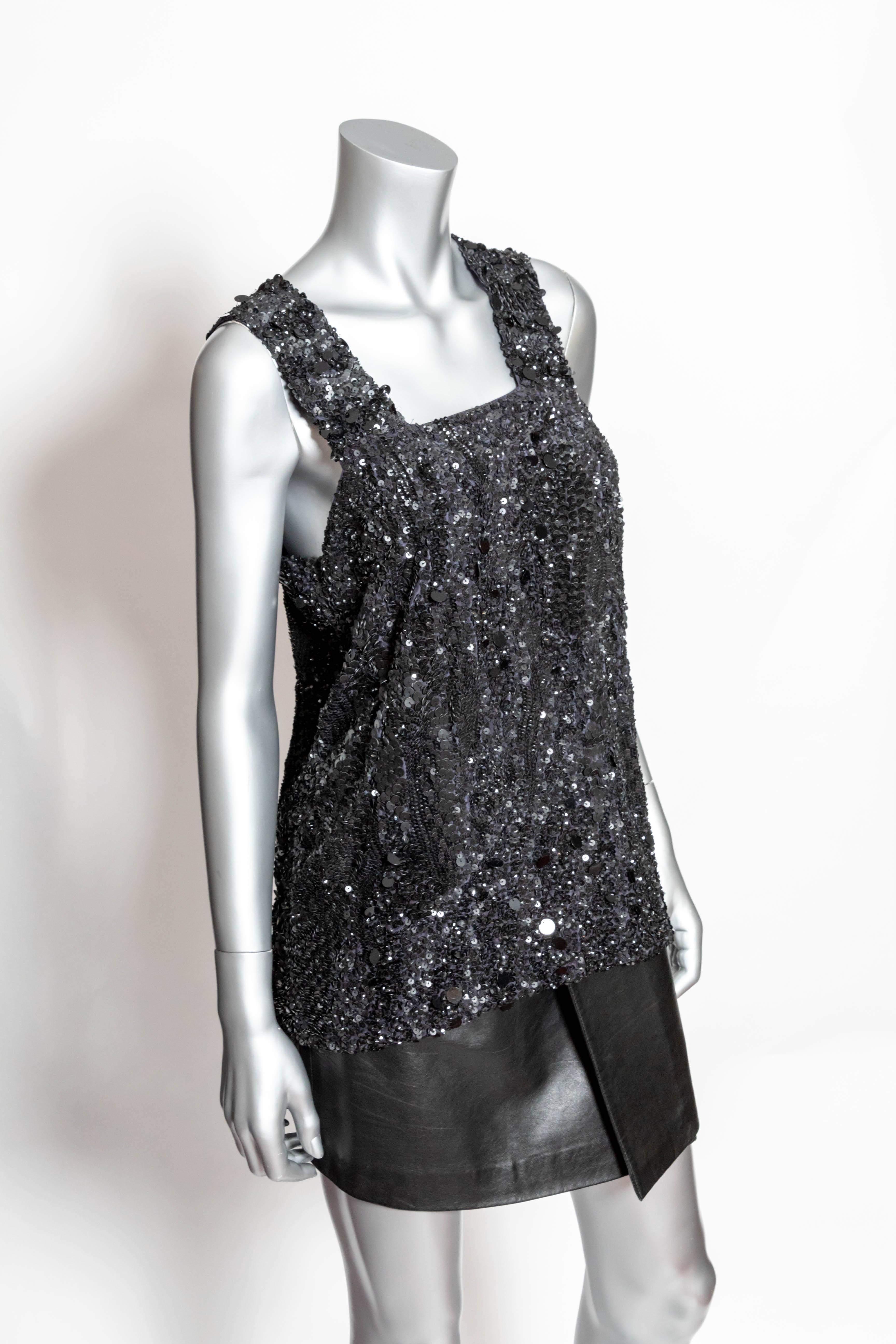 Vintage Dries Van Noten Sequin and Pailette Top - Size 40 In Good Condition In Westhampton Beach, NY