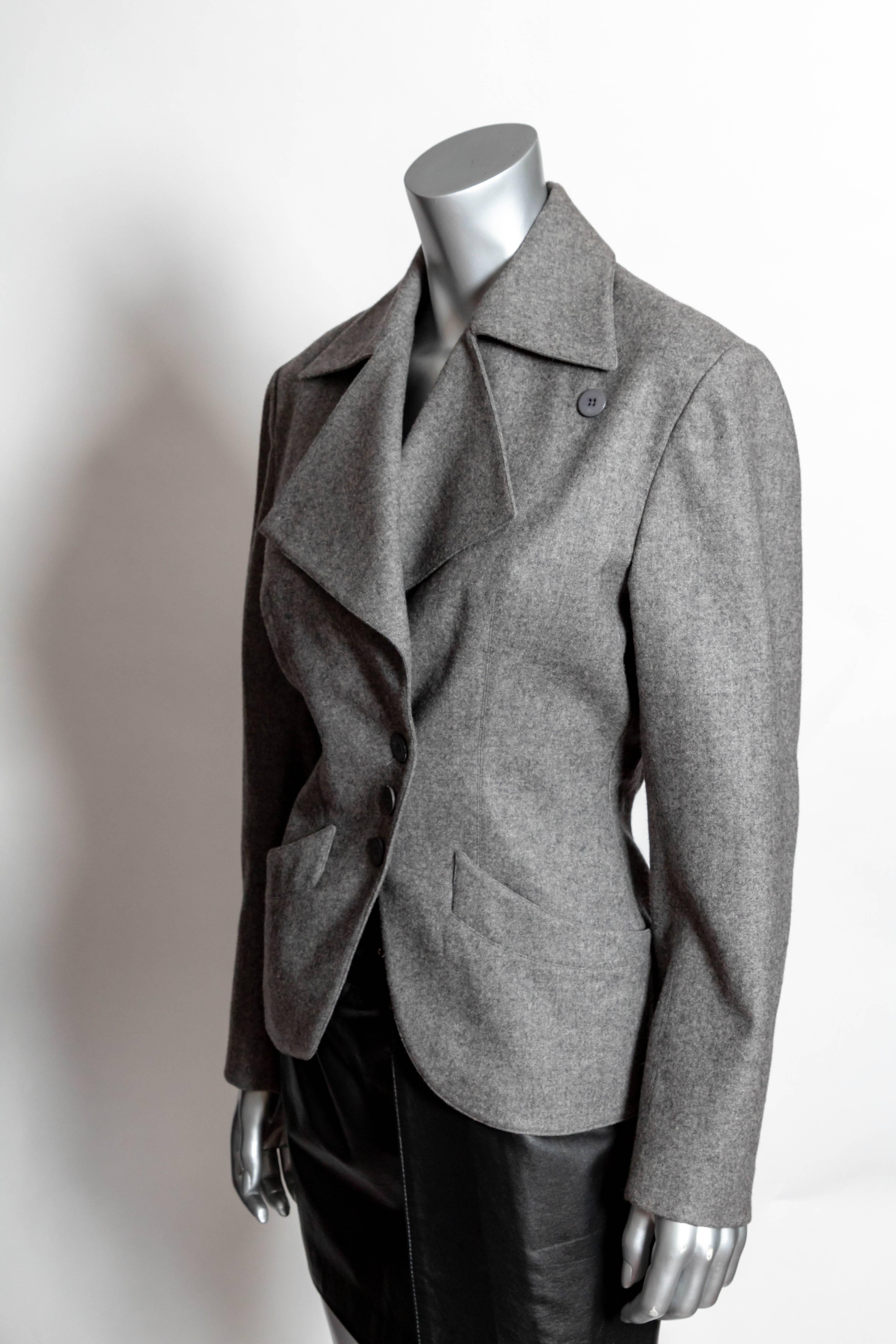 Azzedine Alaia Vintage Grey Wool Jacket  1