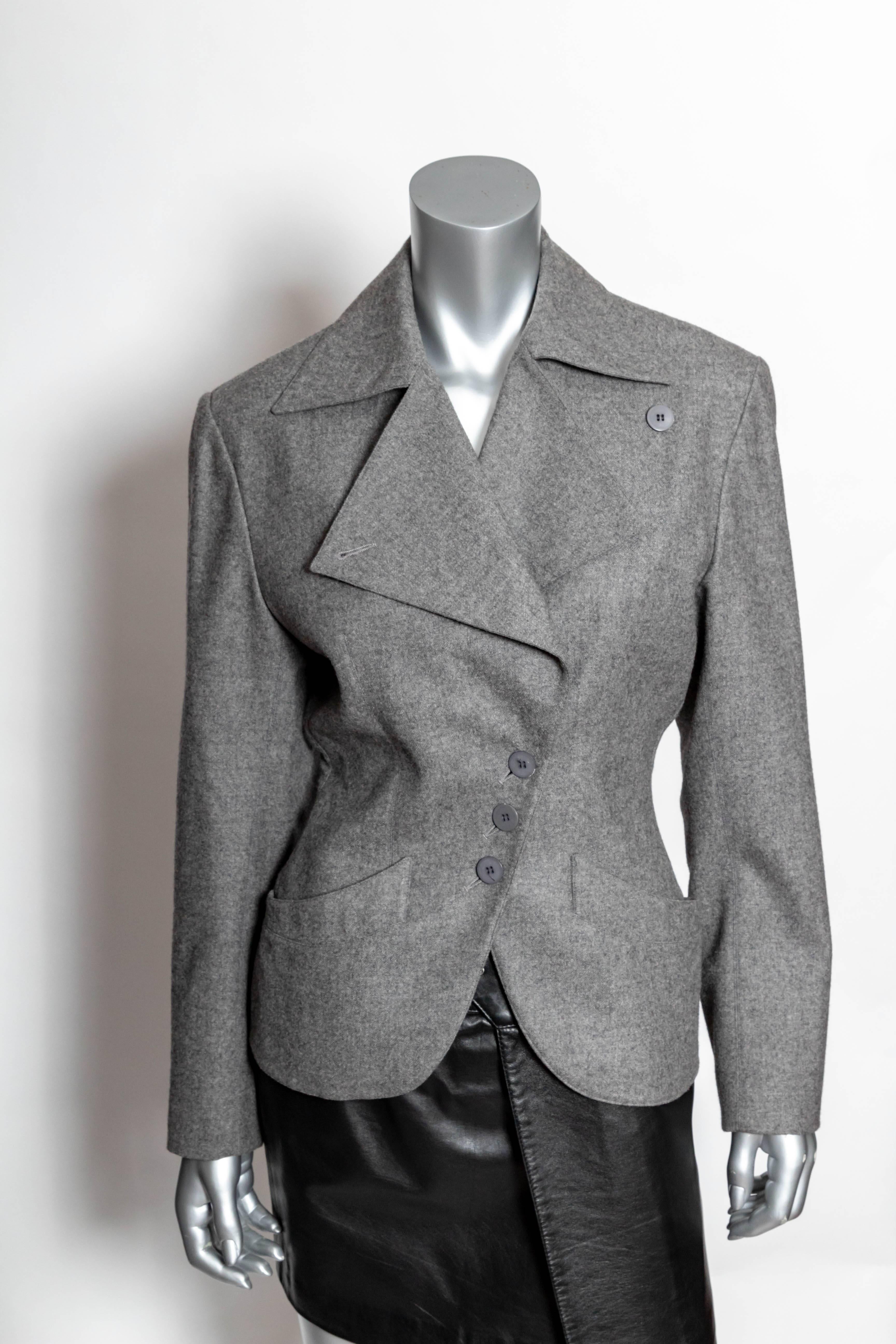 Azzedine Alaia Vintage Grey Wool Jacket  2