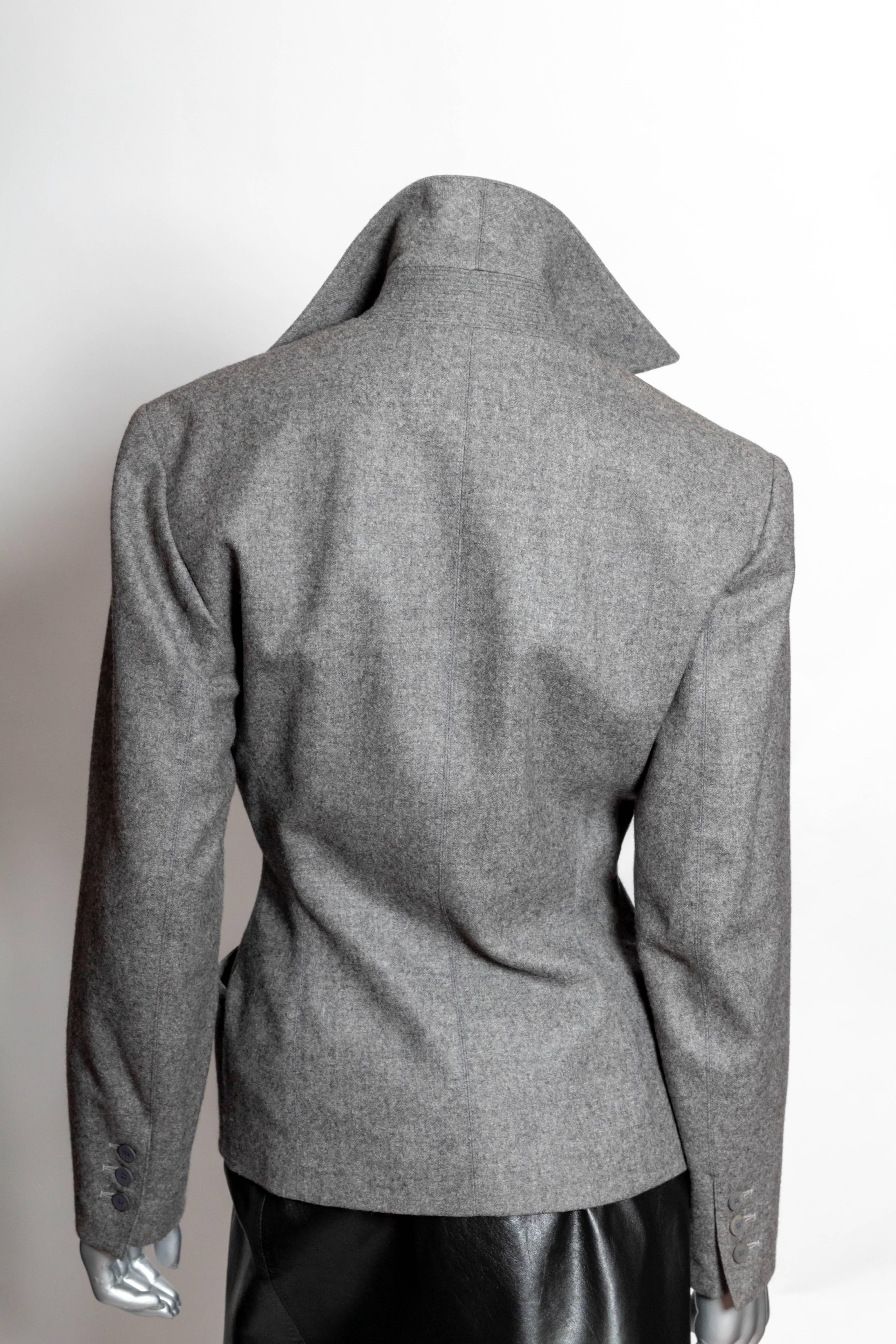 Azzedine Alaia Vintage Grey Wool Jacket  4