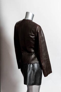 Azzedine Alaia Vintage Brown Leather Jacket with Zip Closure - 40 / XS