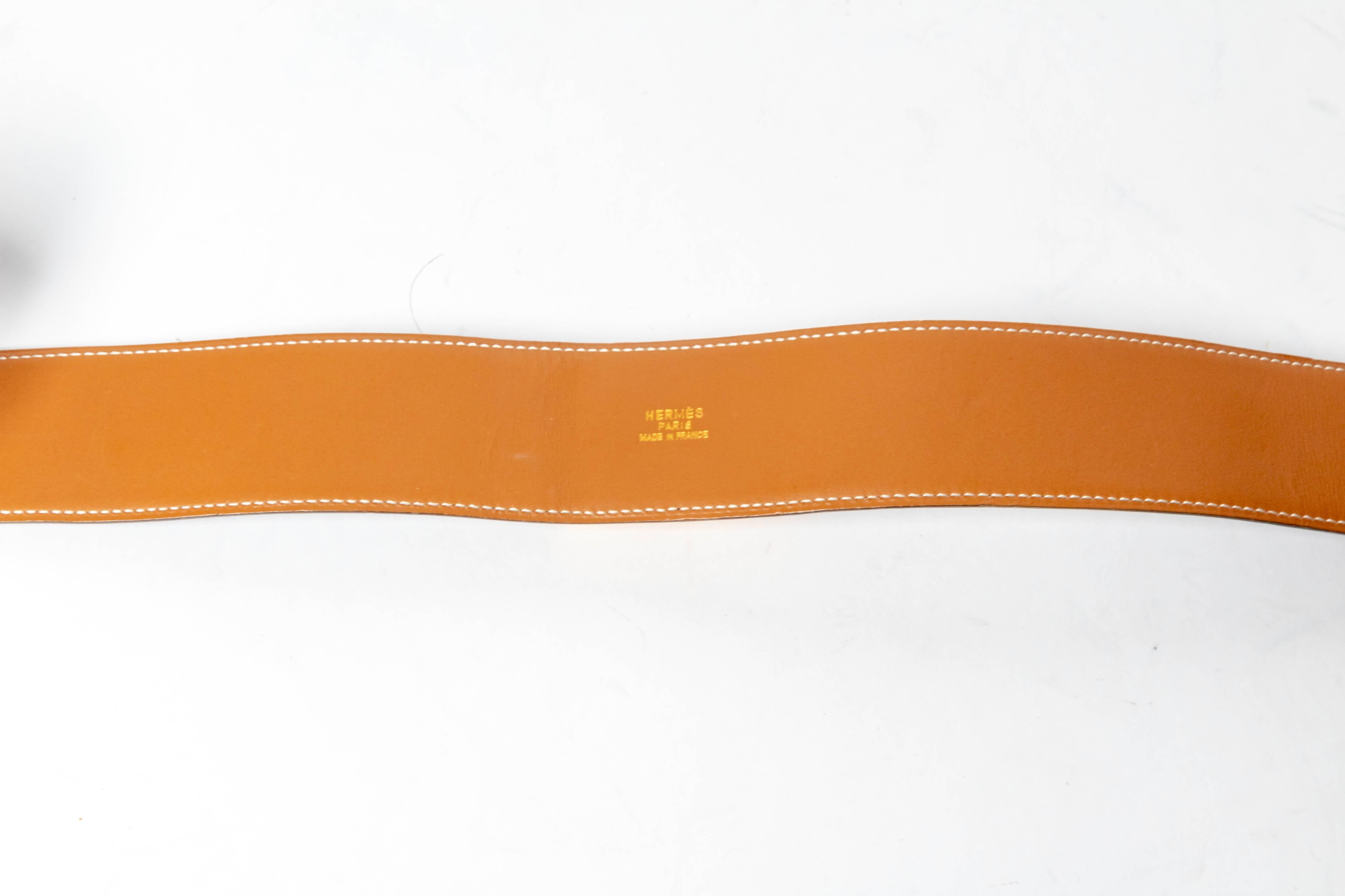 Brown Vintage Hermes Chien de Collier Black Leather Belt - 1992
