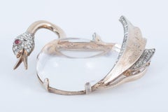 Silver gilt, paste and lucite 'swan' jellybelly brooch, Trifari, USA, 1940s