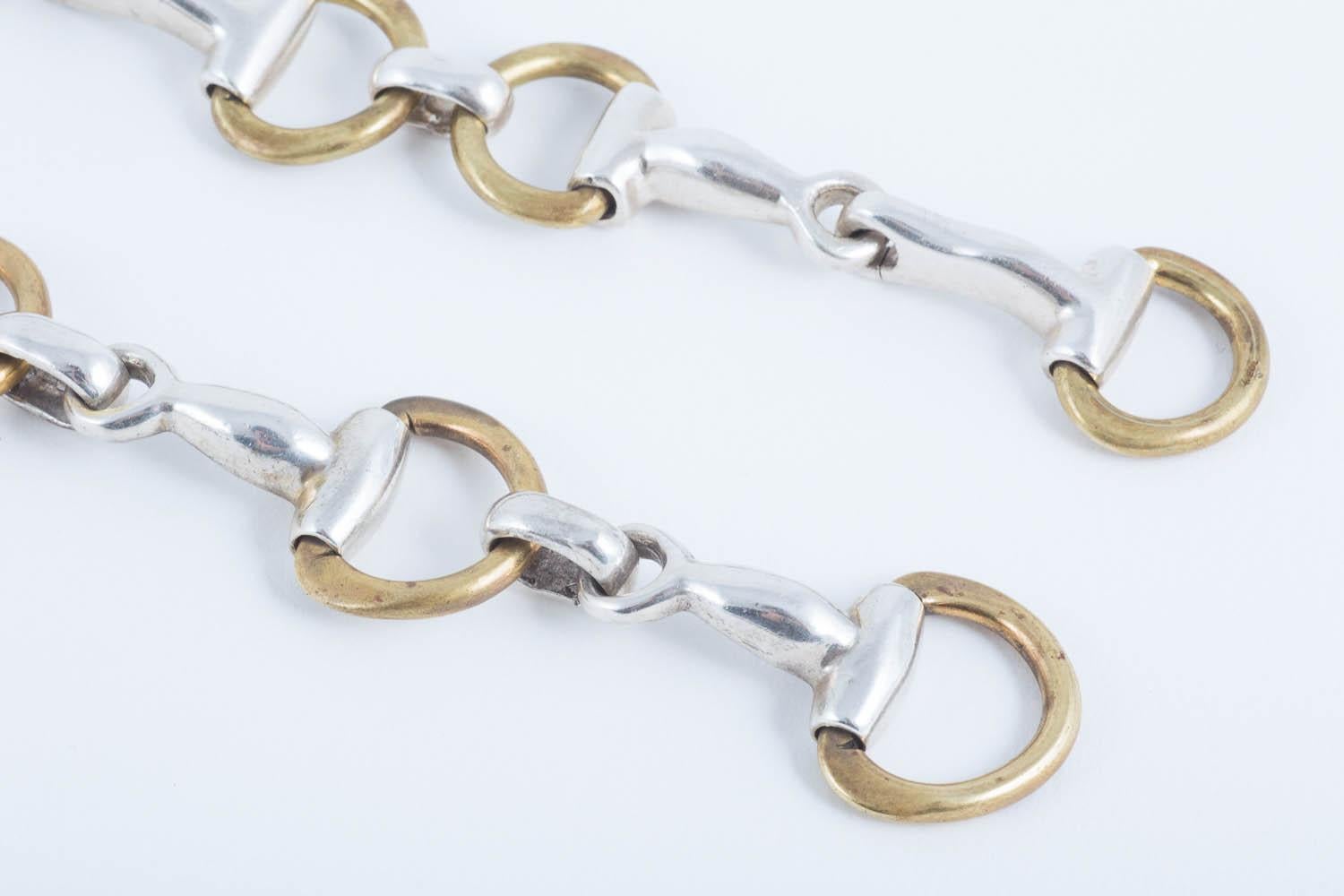 A very cool equestrian themed pair of bracelets, in a beautiful combination of silver and brass. With a reassuring weight and wonderfully tactile, these are just a perfect compliment to casual dressing. 