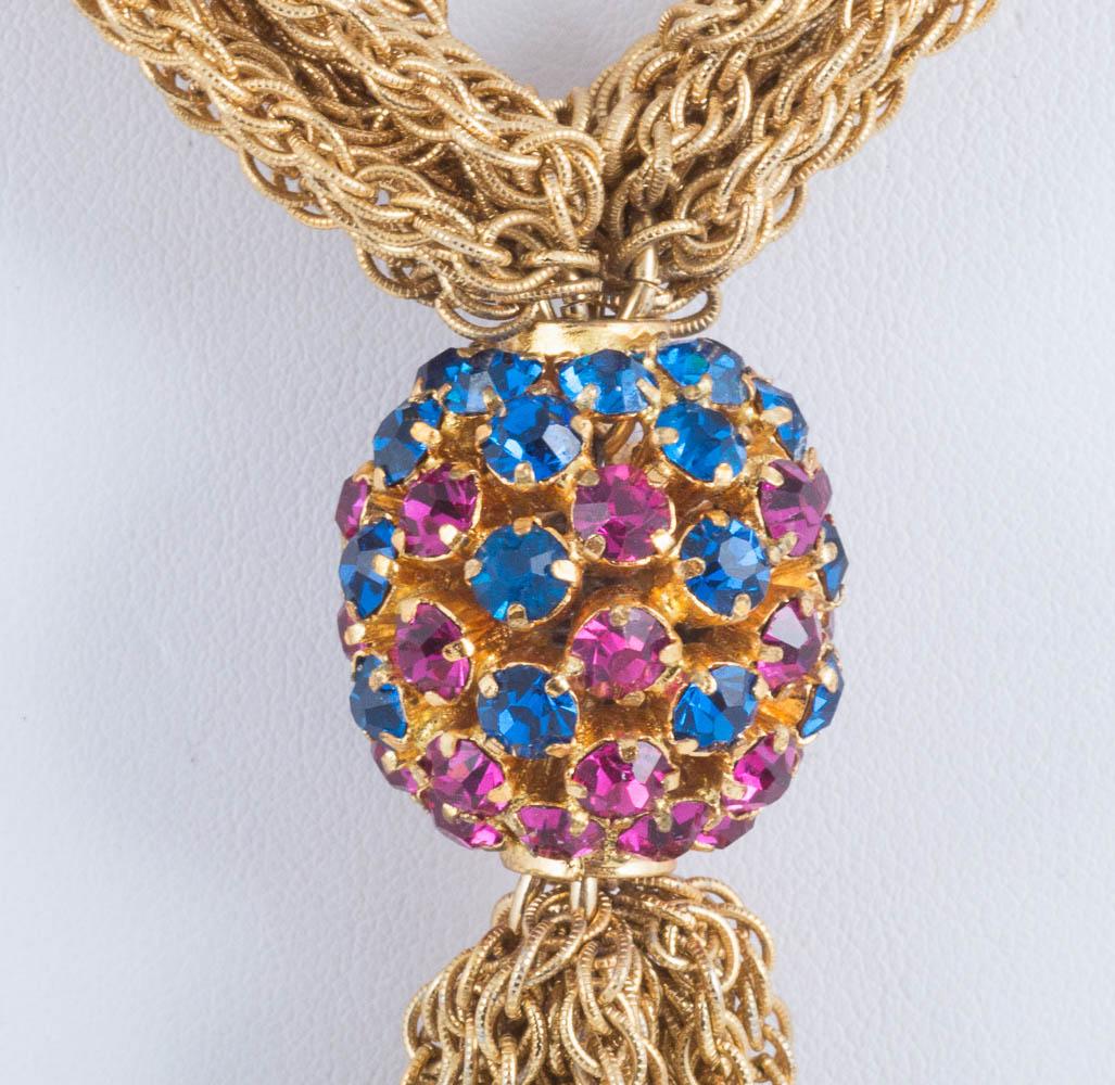 Women's Gilt chain and coloured pastes 'sphere' necklace and earrings, Trifari, 1960s.