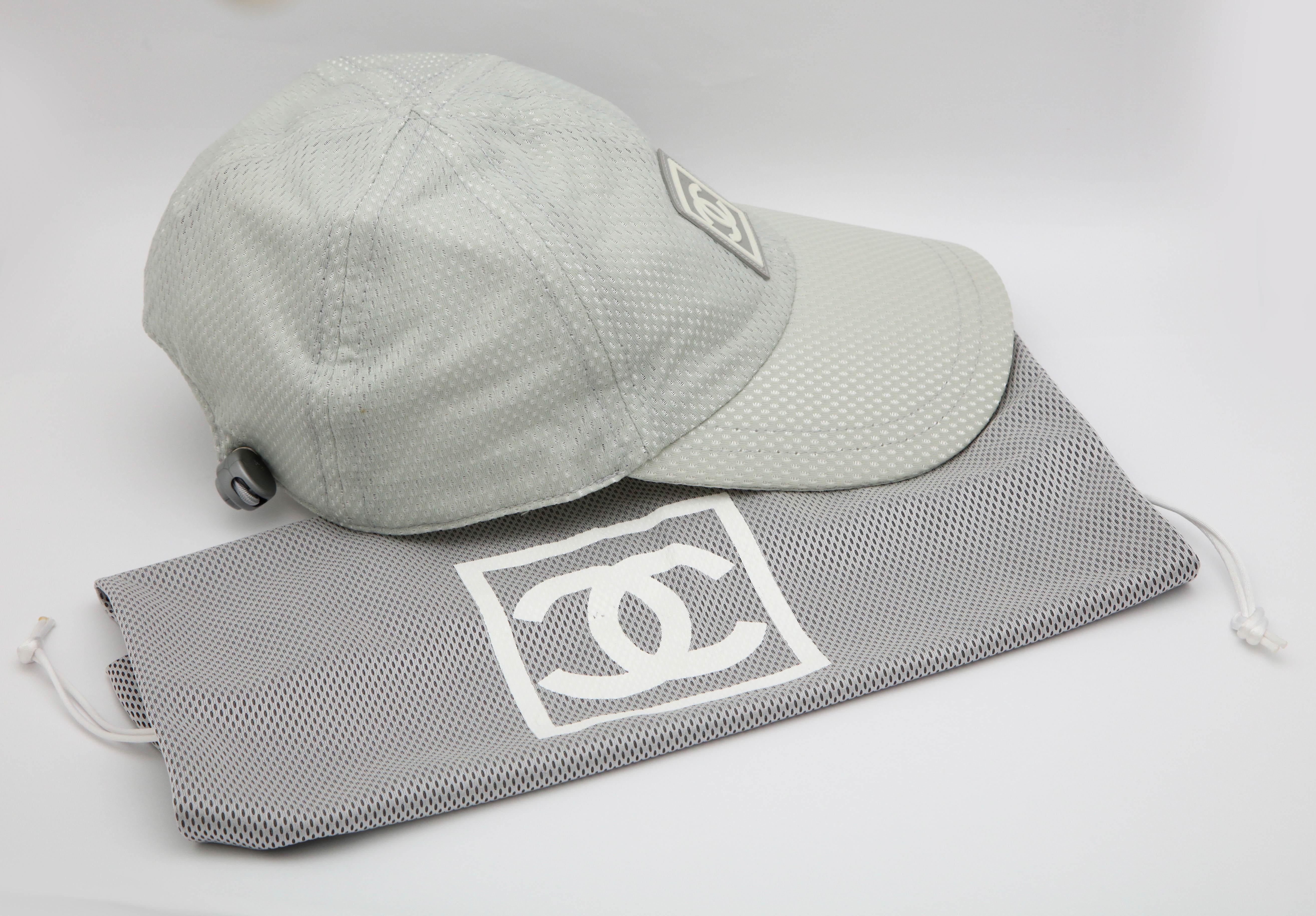 Women's or Men's Chanel Sport Rare Gray Cap with CC Logo For Sale