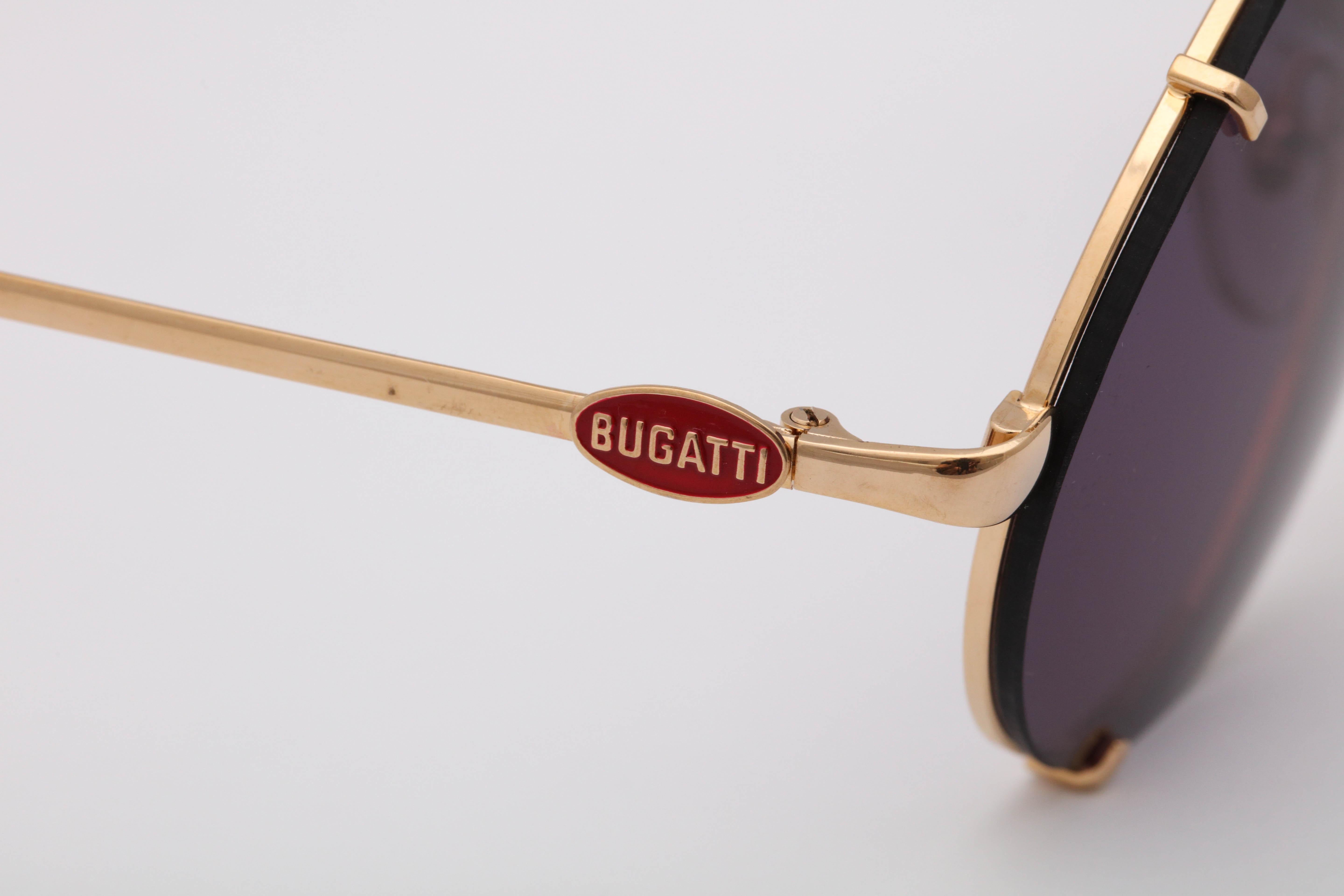 Bugatti Aviator Vintage Sunglasses 65359 In Excellent Condition For Sale In Chicago, IL