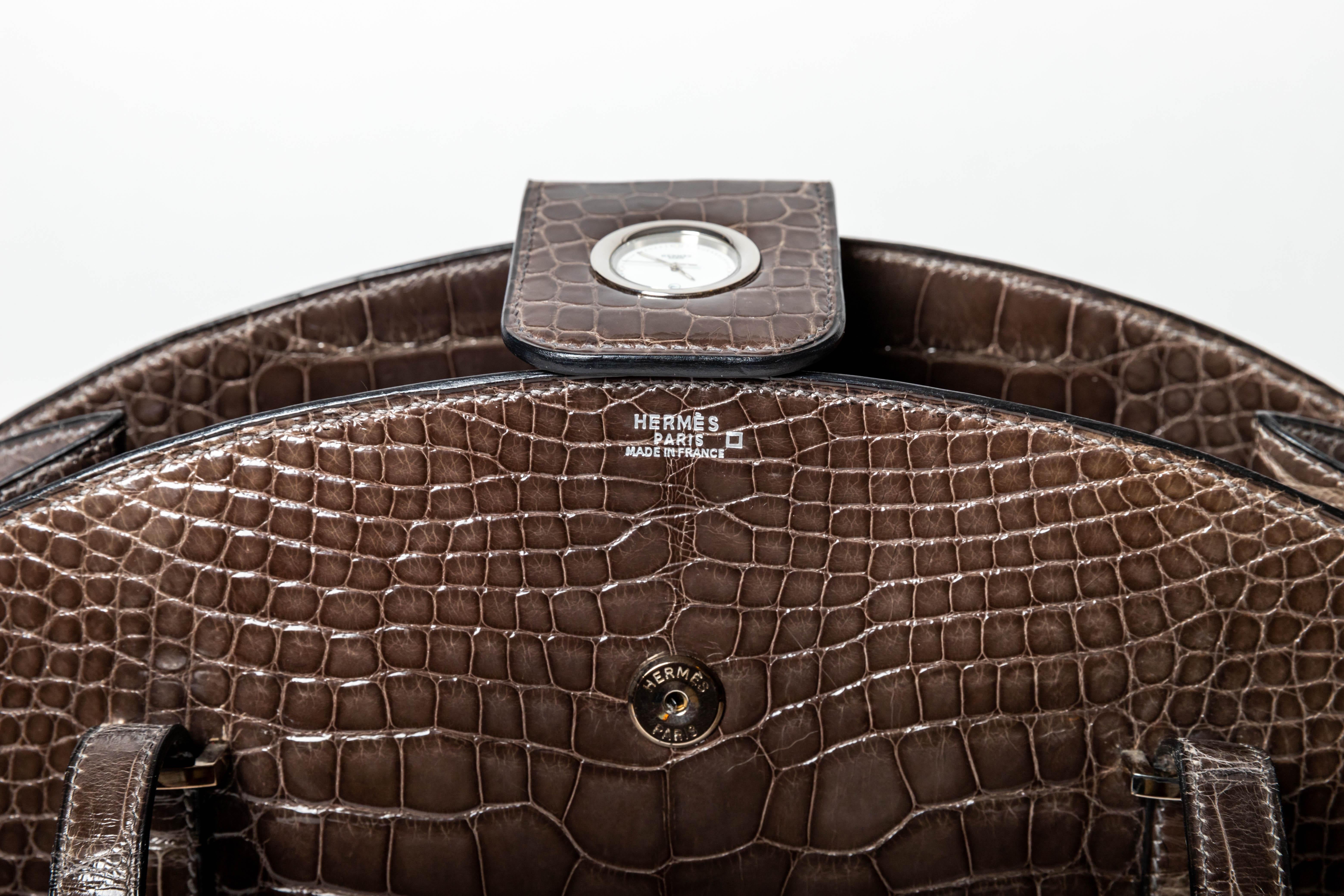 Hermes Lyn Alligator Handbag with Palladium Hardware 2