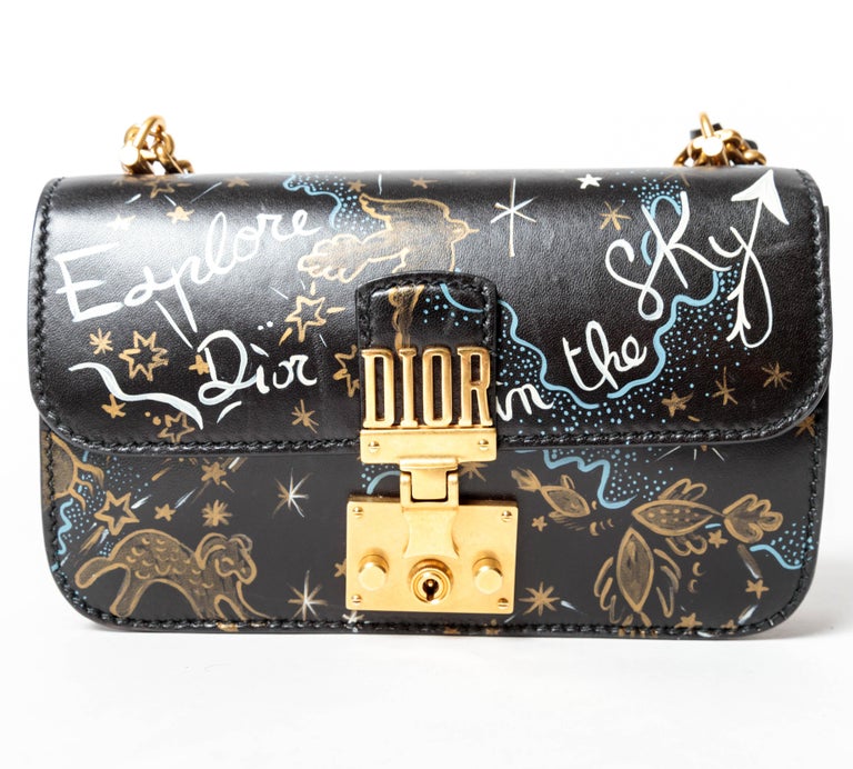 Christian Dior Handpainted Bag with Gold Chain For Sale at 1stDibs