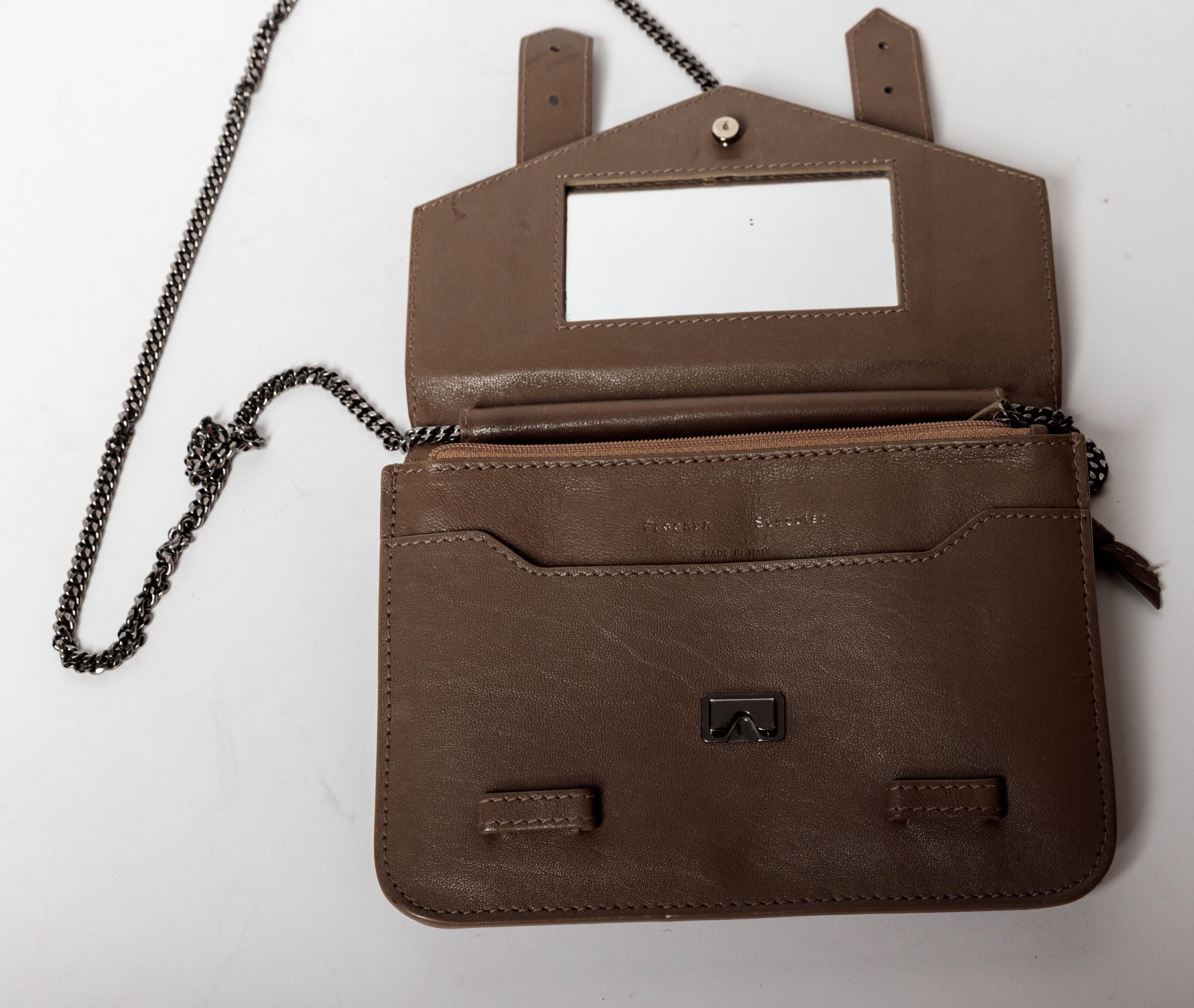 Proenza Schoulder Wallet on a Chain in Grey Leather For Sale 3