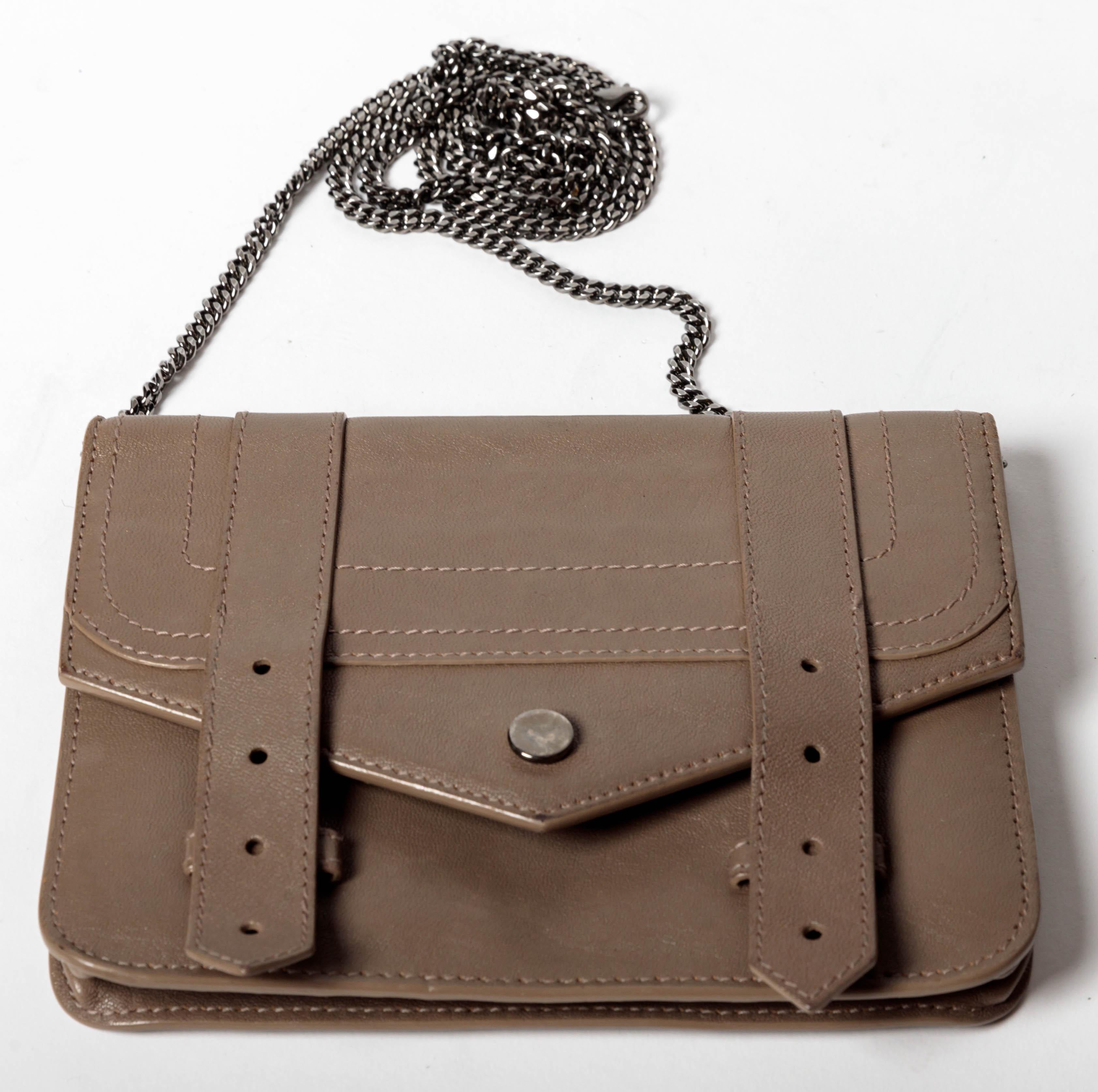 Proenza Schoulder Wallet on a Chain in Grey Leather For Sale 5