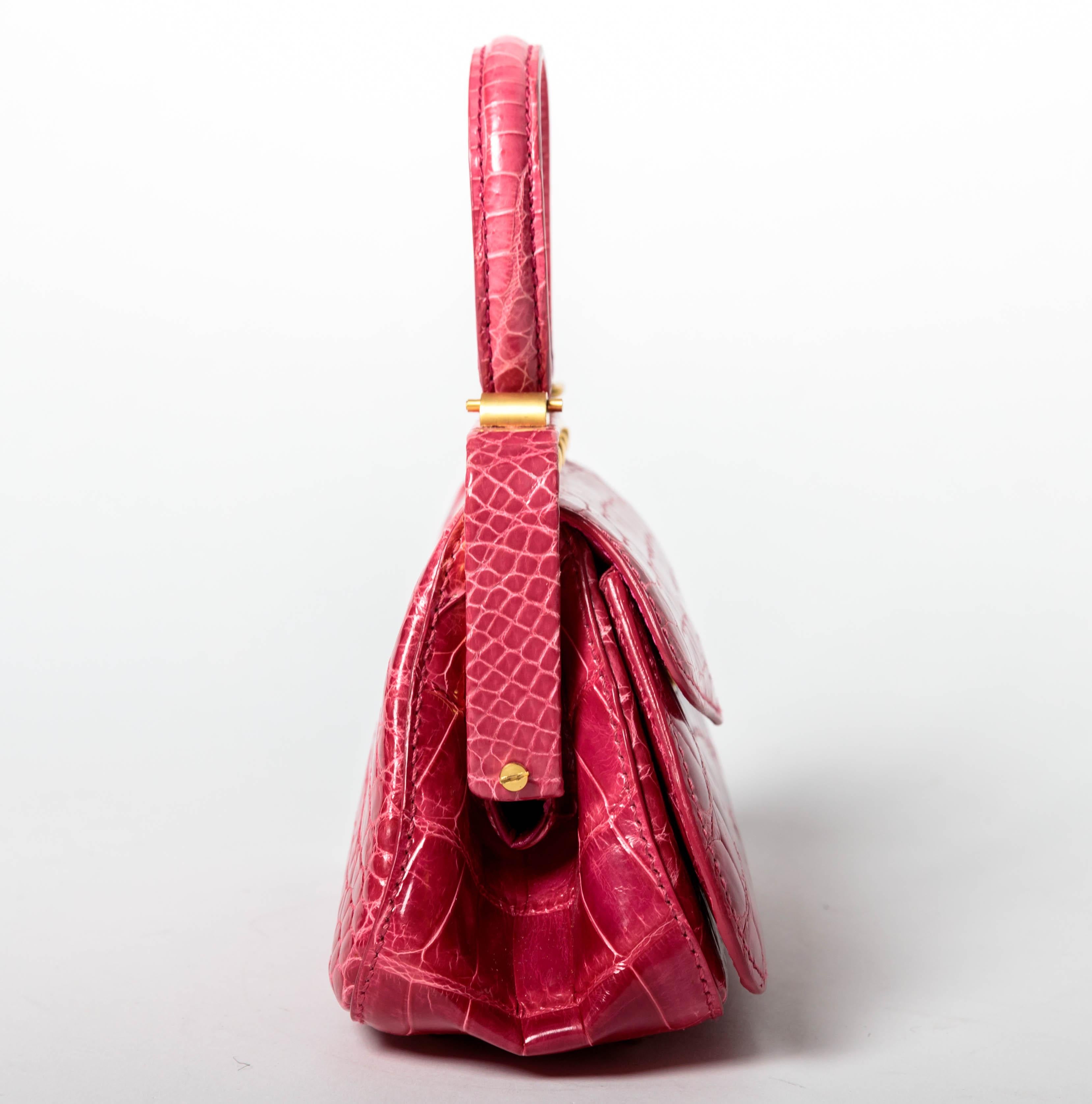 Women's Suarez Genuine Crocodile Top Handle Handbag with Detachable Shoulder Strap