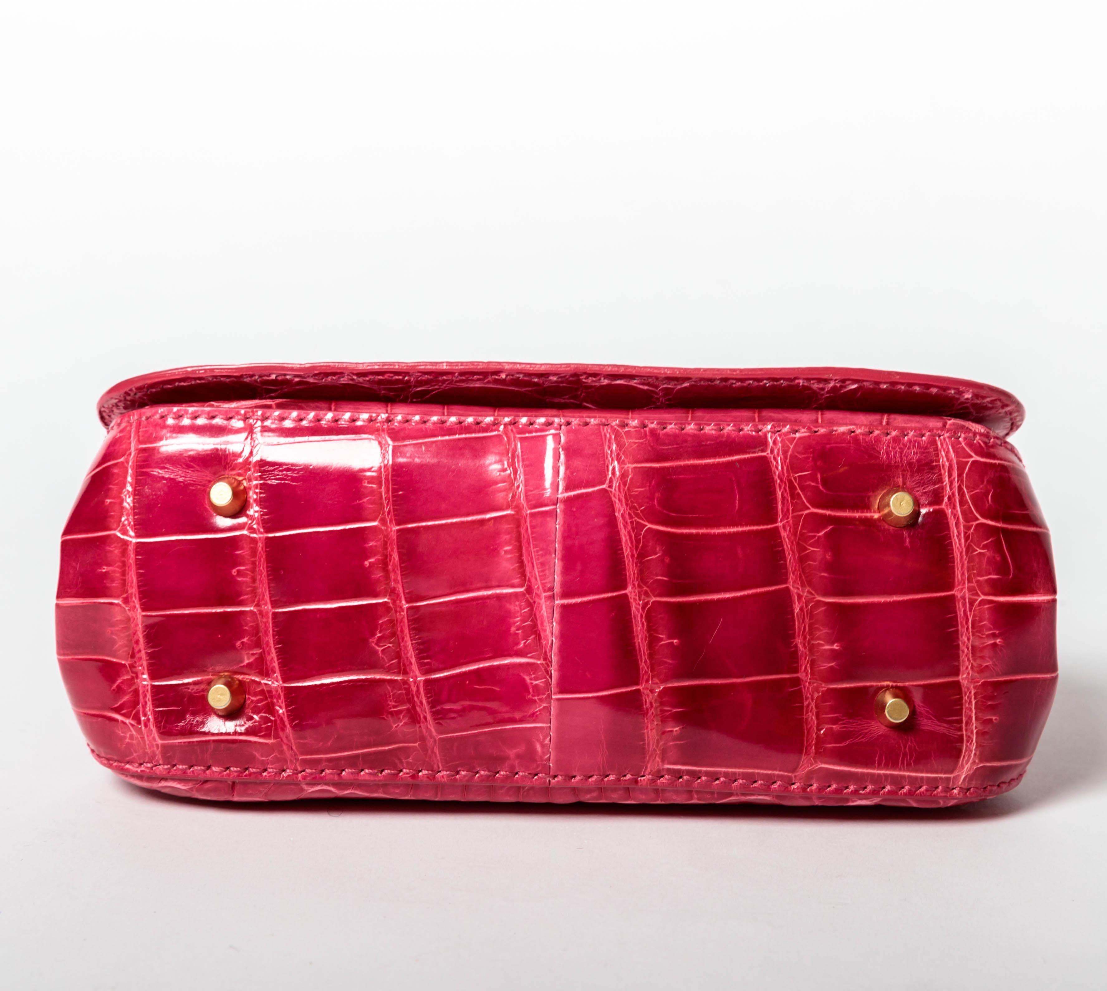 Suarez Genuine Crocodile Top Handle Handbag with Detachable Shoulder Strap 1