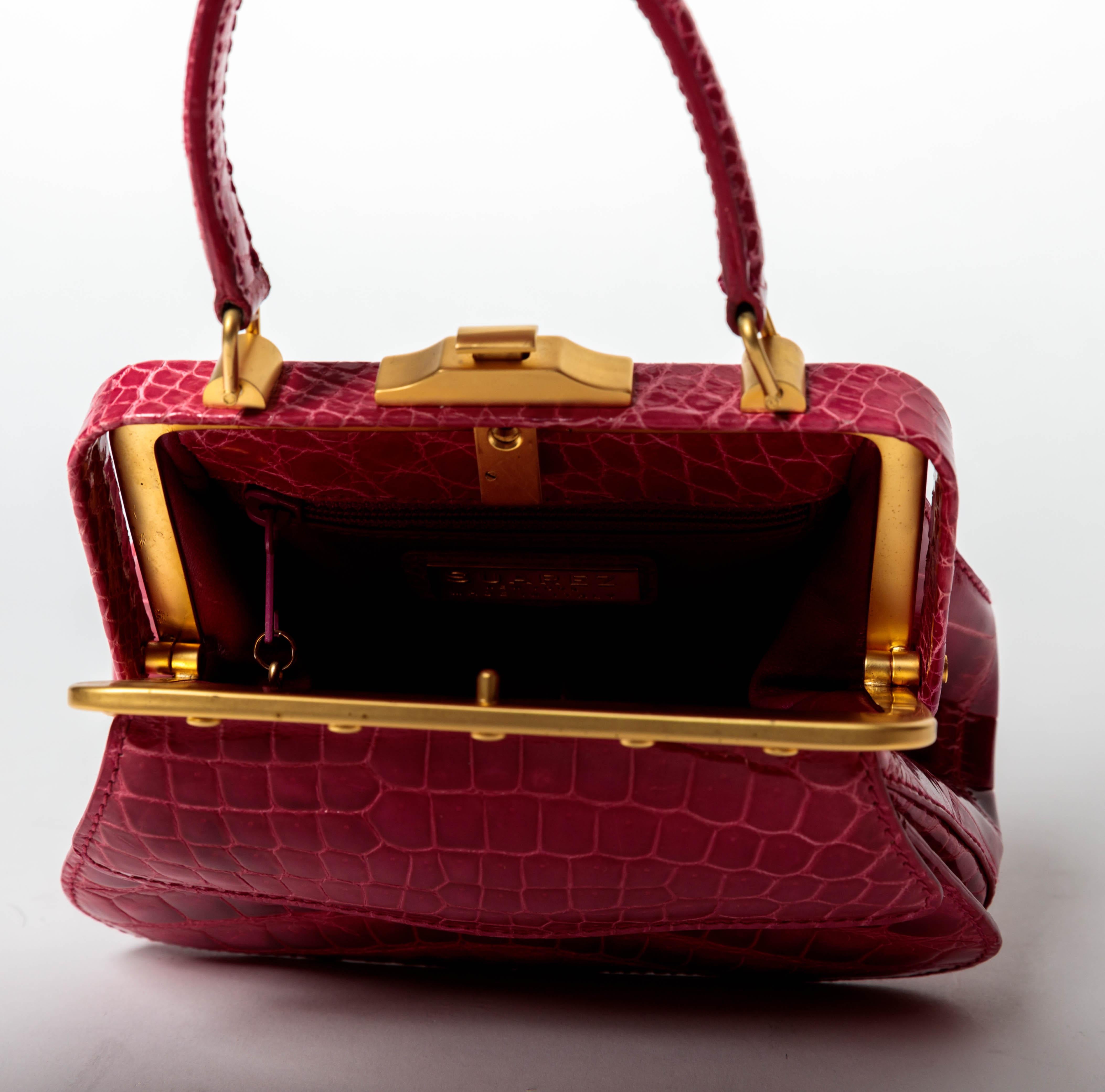 Suarez Genuine Crocodile Top Handle Handbag with Detachable Shoulder Strap 2