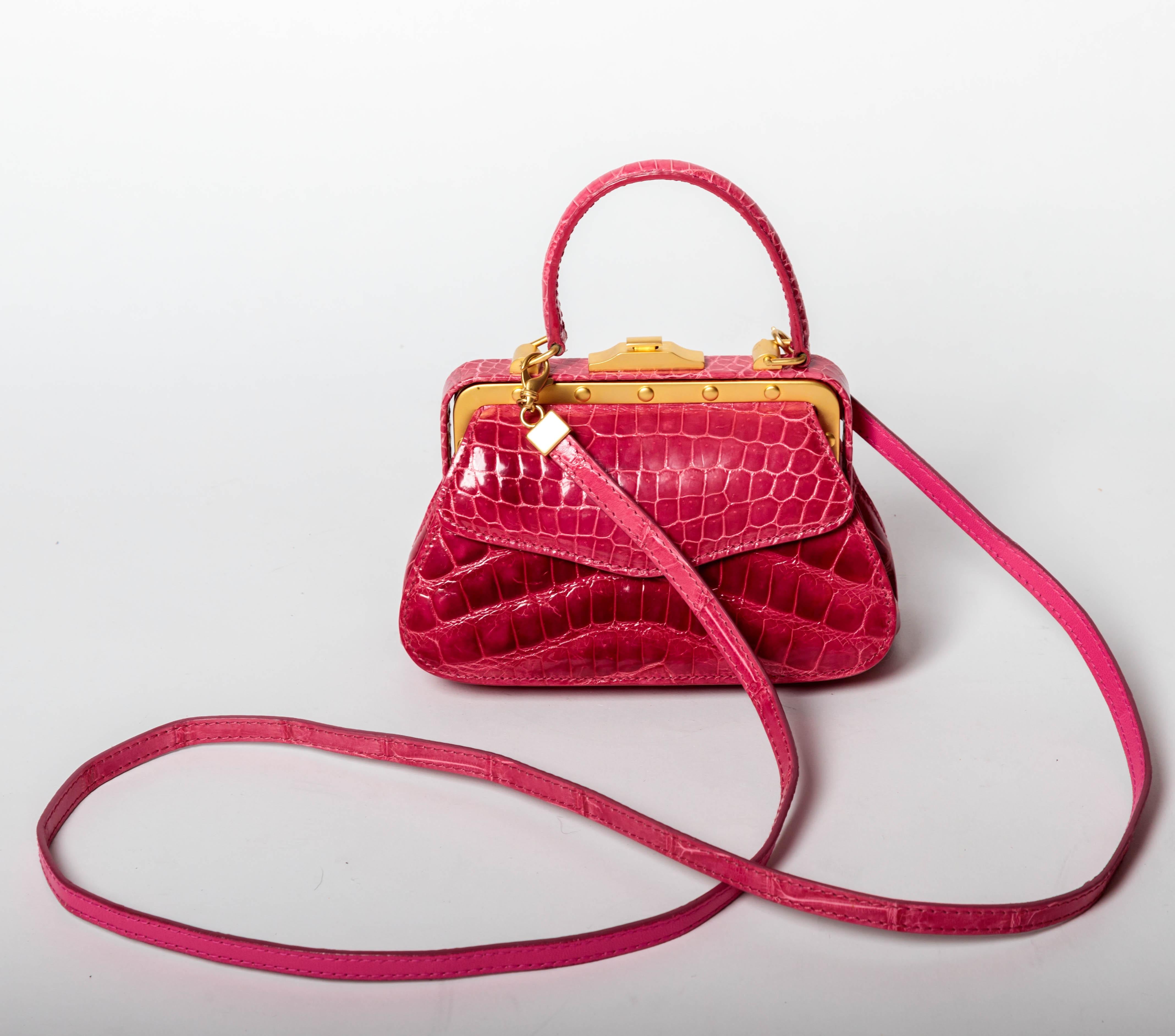 Suarez Genuine Crocodile Top Handle Handbag with Detachable Shoulder Strap 4