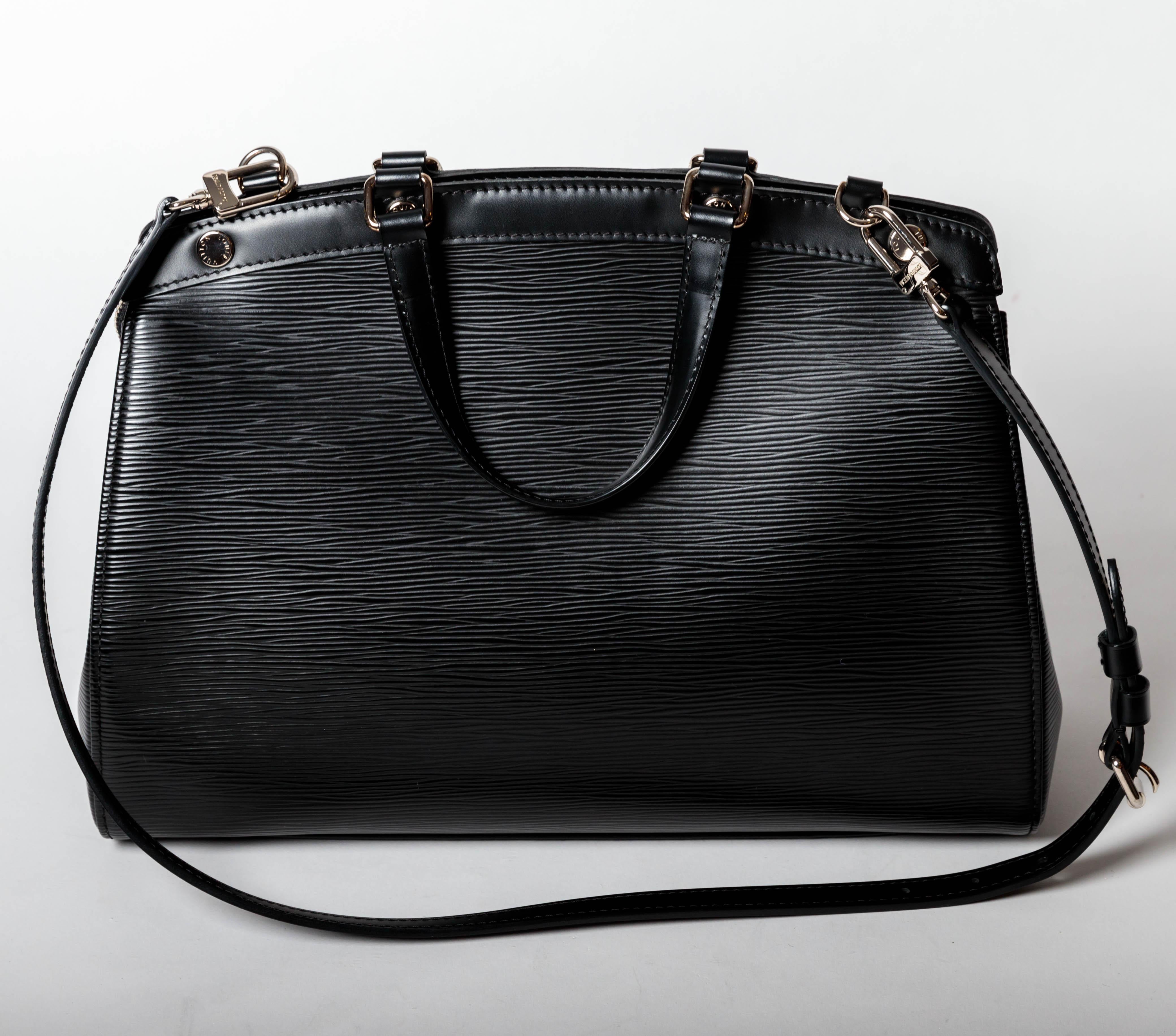 Louis Vuitton Black Epi Bag with Top Handle and Shoulder Strap For Sale 1