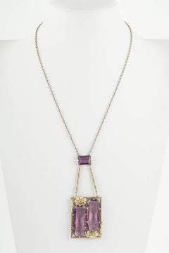 Amethyst glass pendant Arts and Crafts style pendant, Czech 1920s