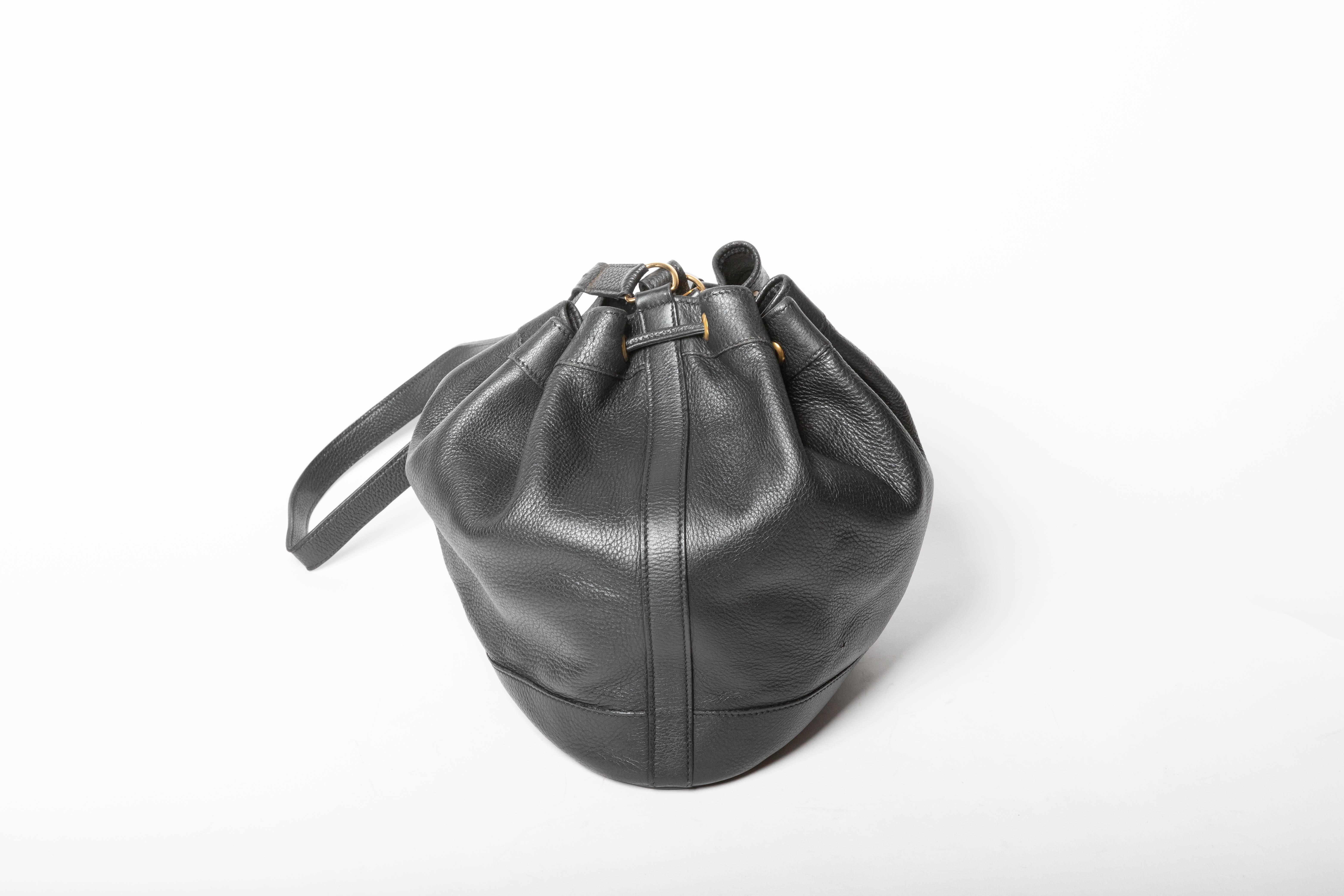 Hermes Market Bag in Black Leather For Sale 1