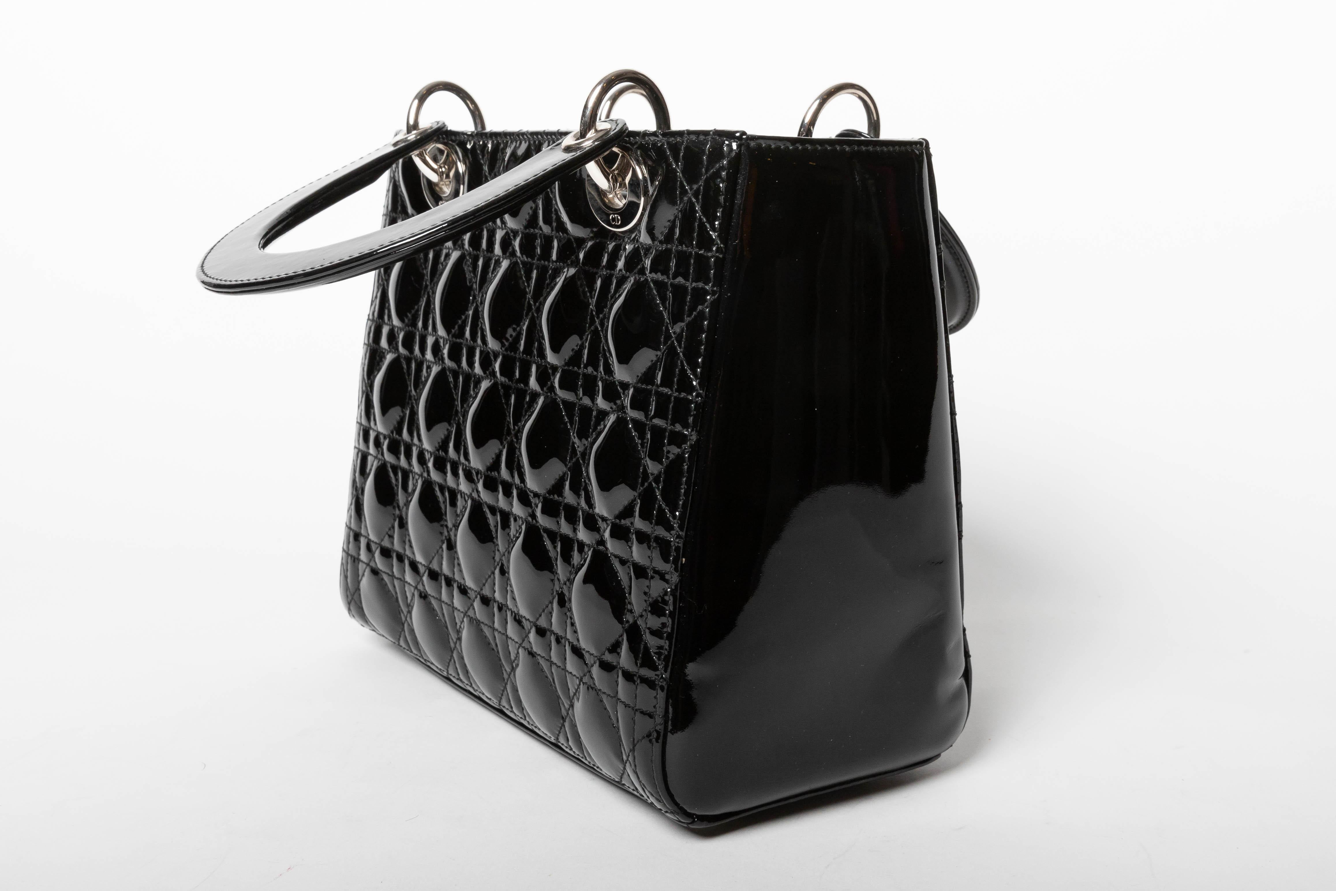 Lady Dior in Black Patent - Medium Size 1