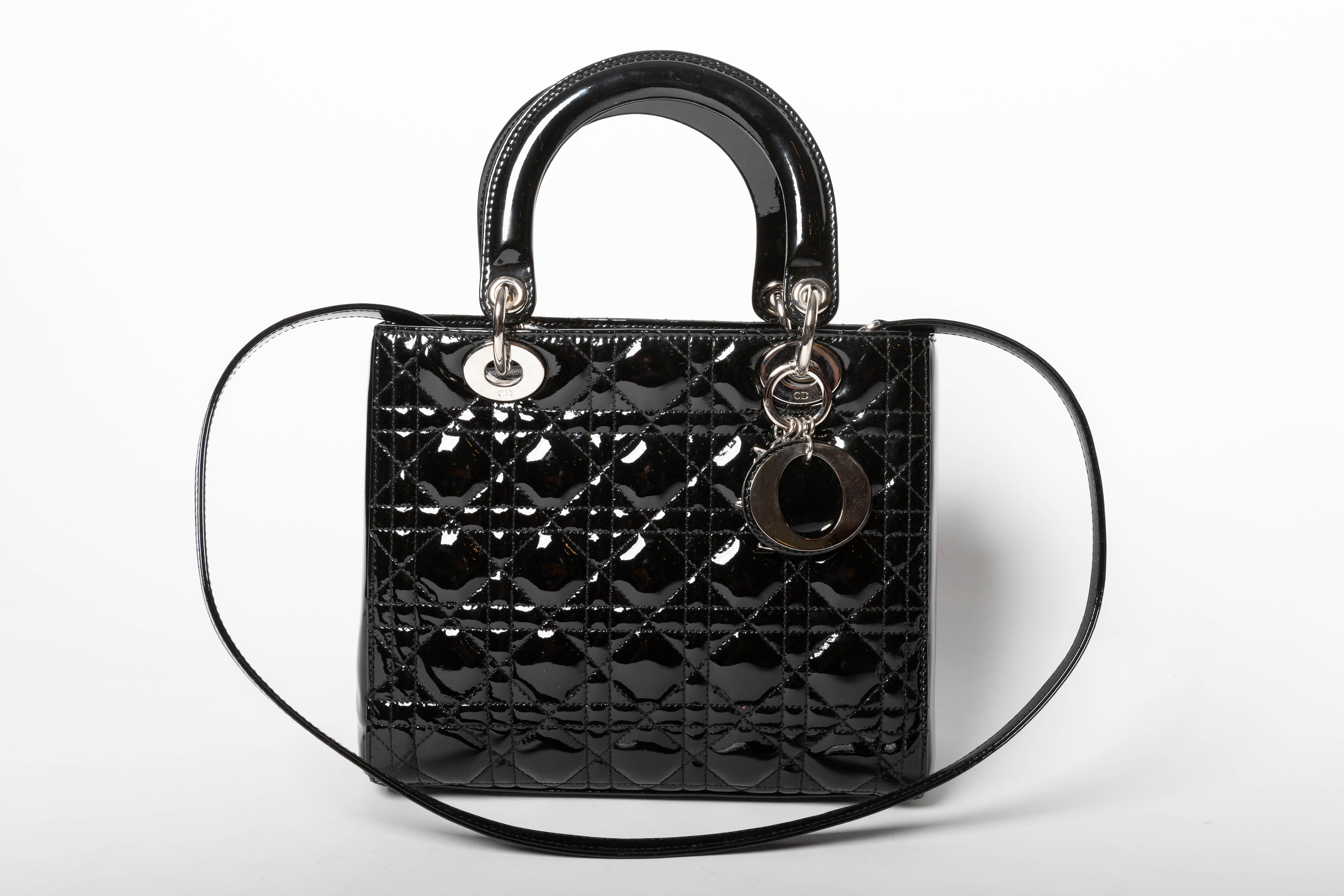 Lady Dior in Black Patent - Medium Size 6